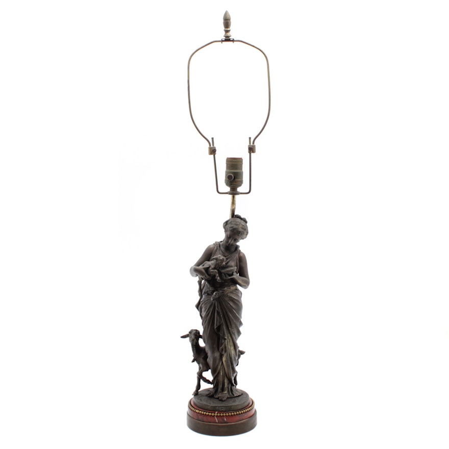 Antique Figural Bronzed NMS NY No. 649 Table Lamp