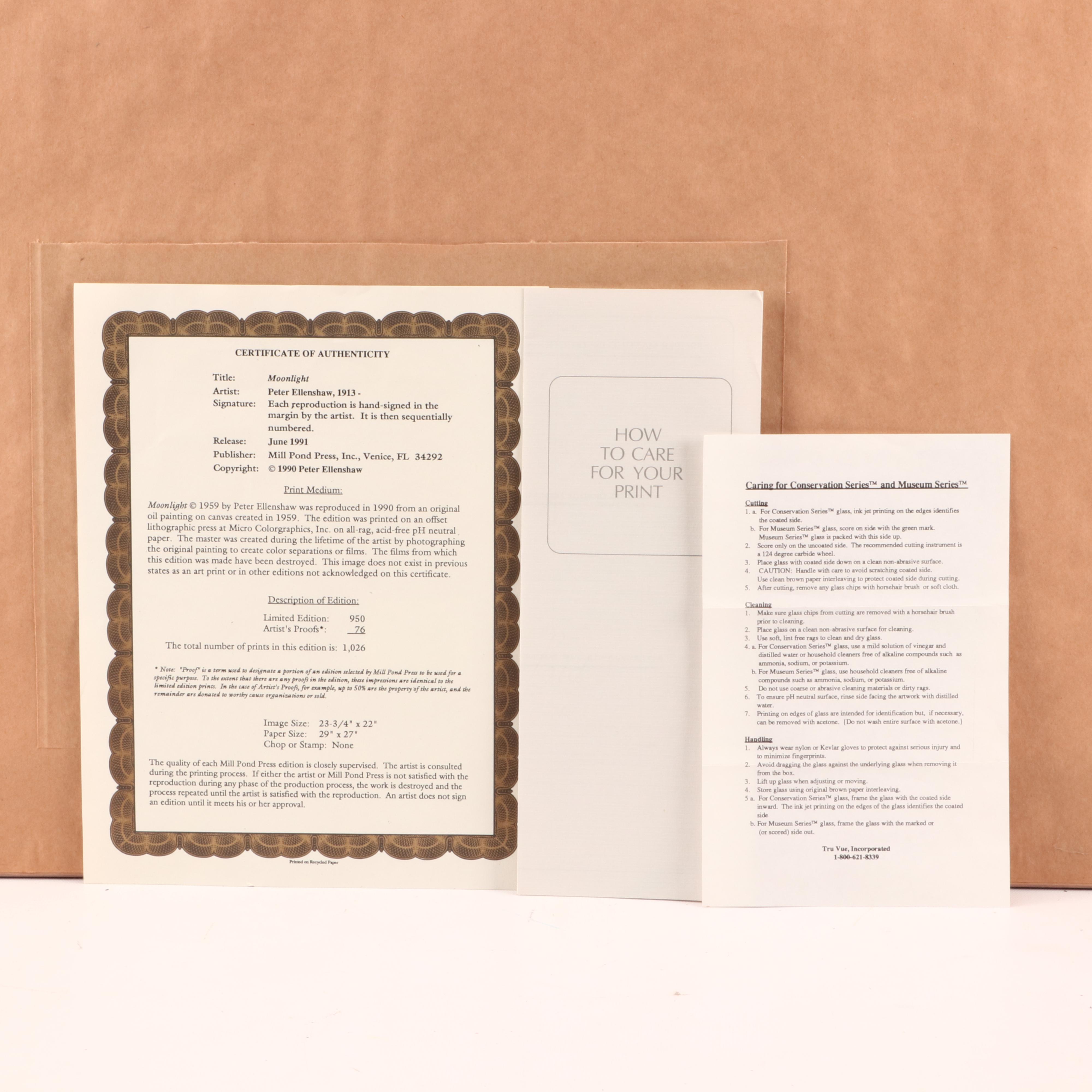 Peter Ellenshaw 1984 Limited Edition Offset Lithograph "Moonlight"