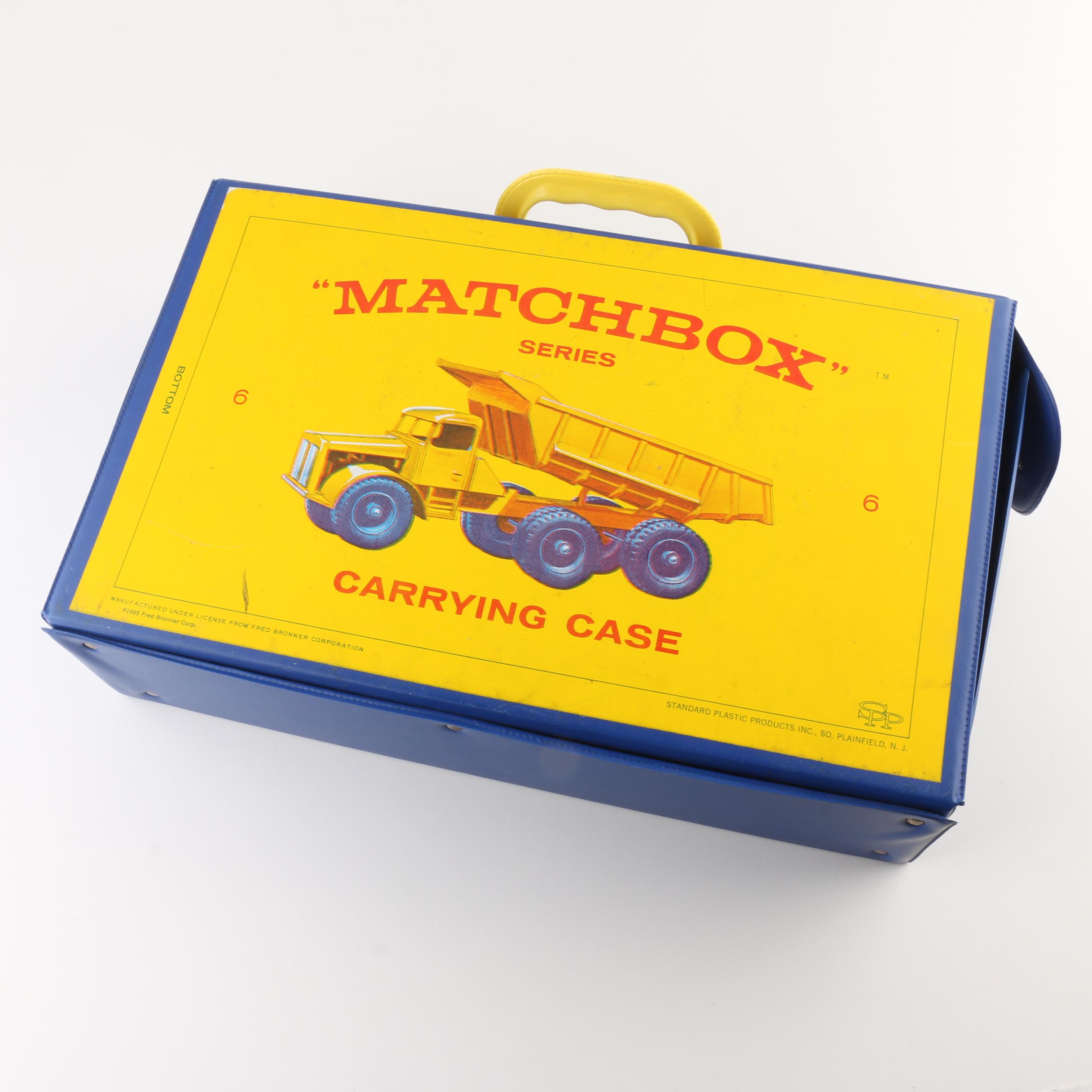 Group of 1960s Matchbox Cars with a Vintage Matchbox Carrying Case