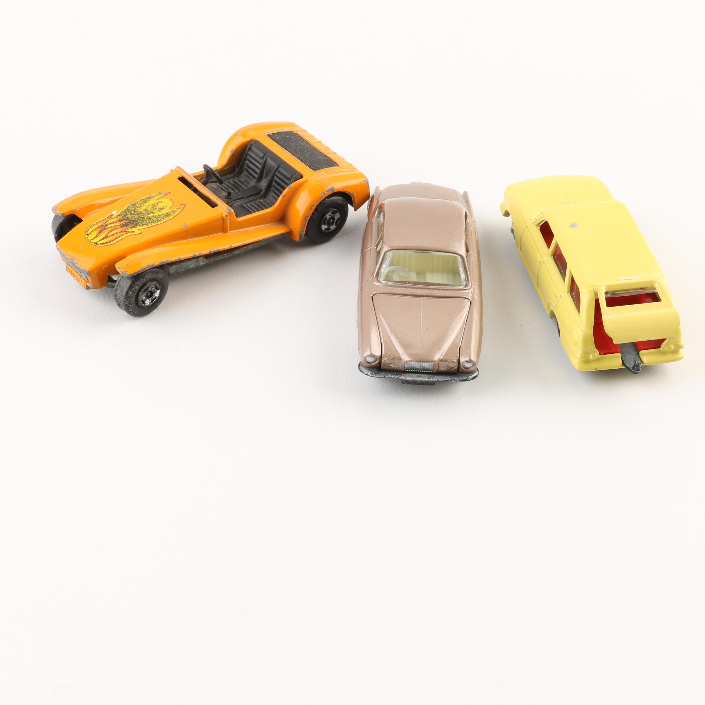 Group of 1960s Matchbox Cars with a Vintage Matchbox Carrying Case