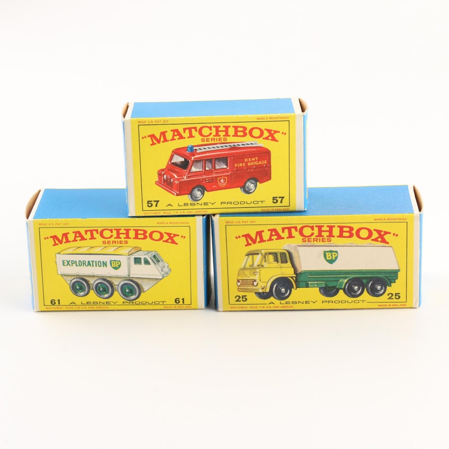 Group of Three 1960s Matchbox Cars Including 1966 #61 BP Exploration Vehicle