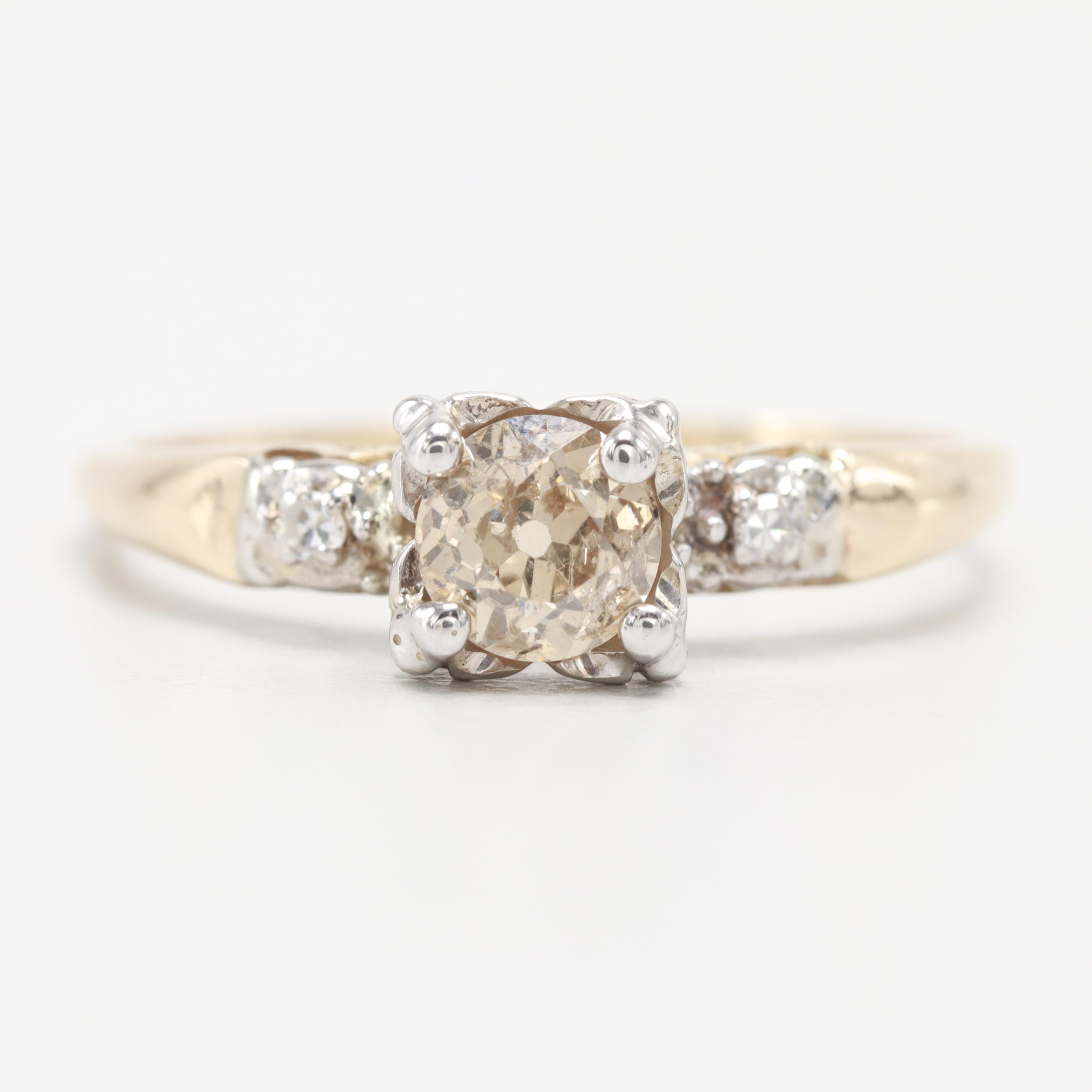Vintage 14K Yellow Gold Diamond Ring