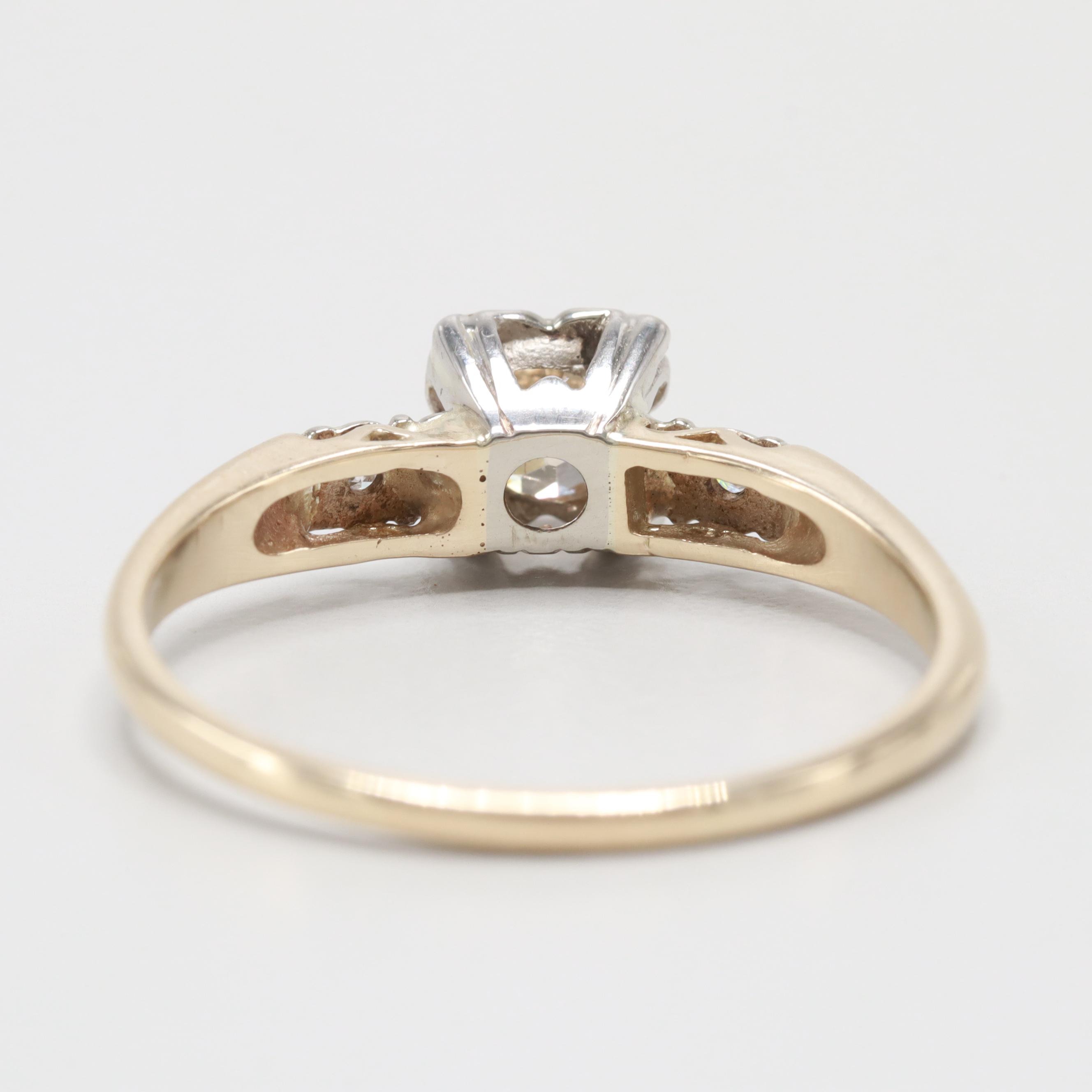 Vintage 14K Yellow Gold Diamond Ring