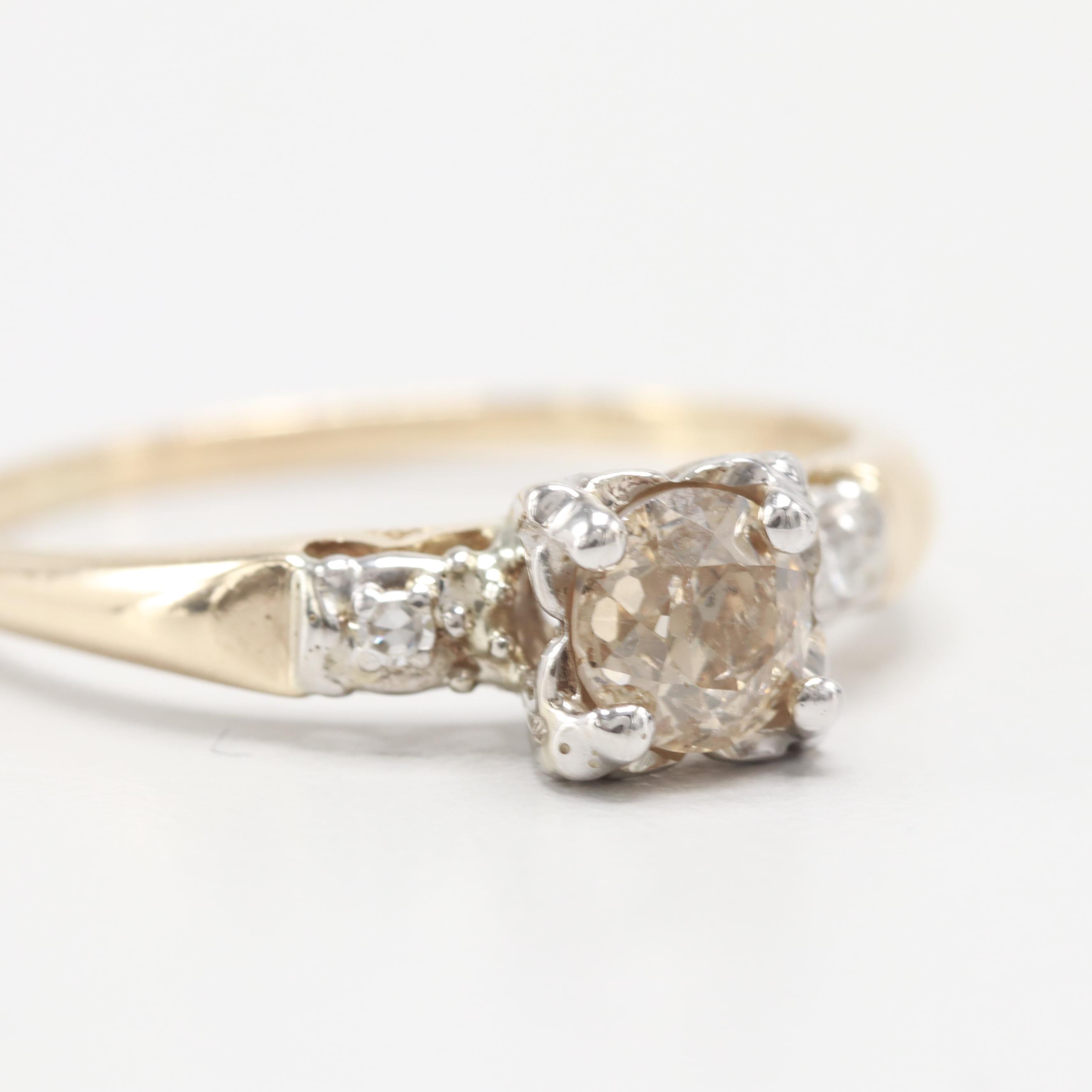 Vintage 14K Yellow Gold Diamond Ring