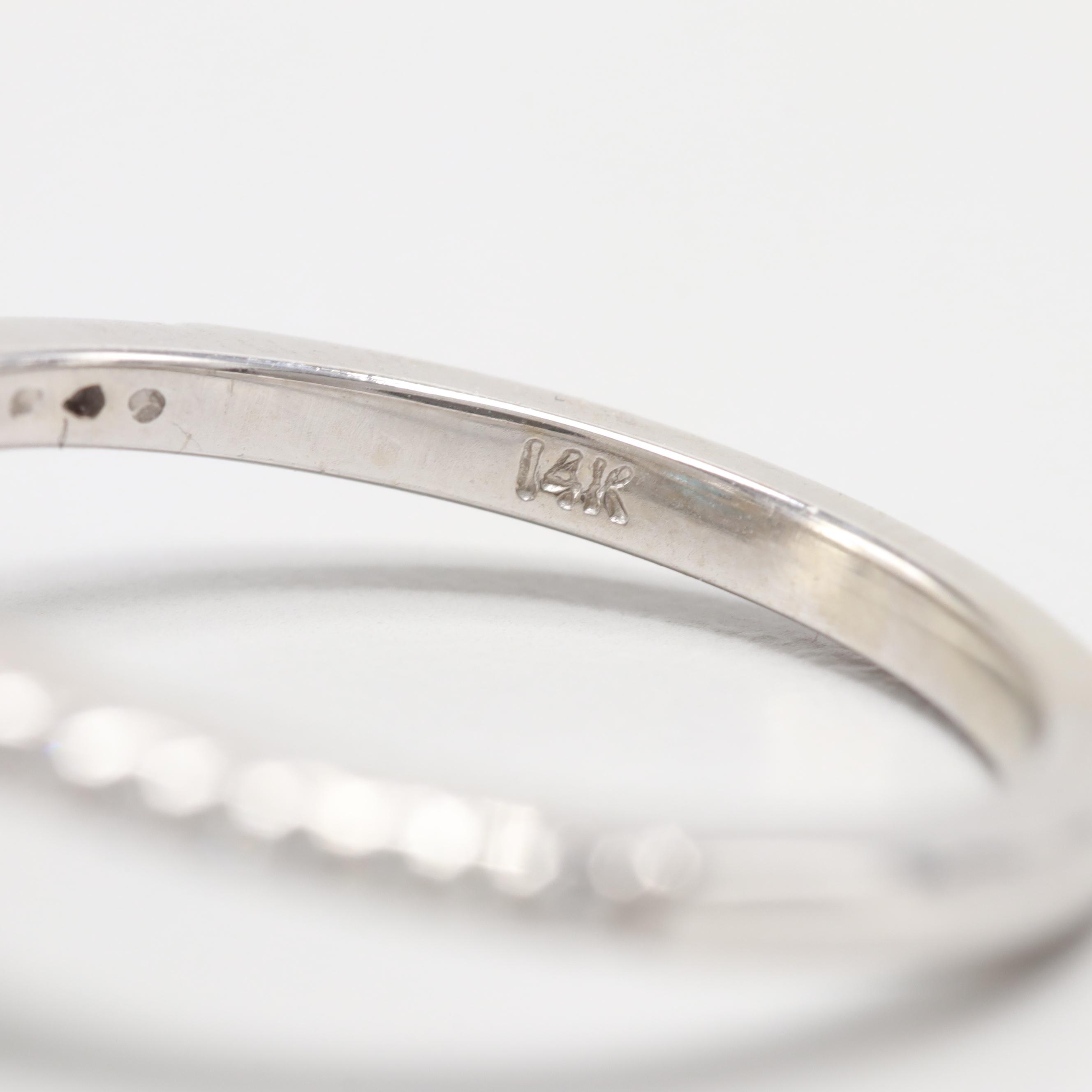 14K White Gold Blue Topaz and Diamond Ring