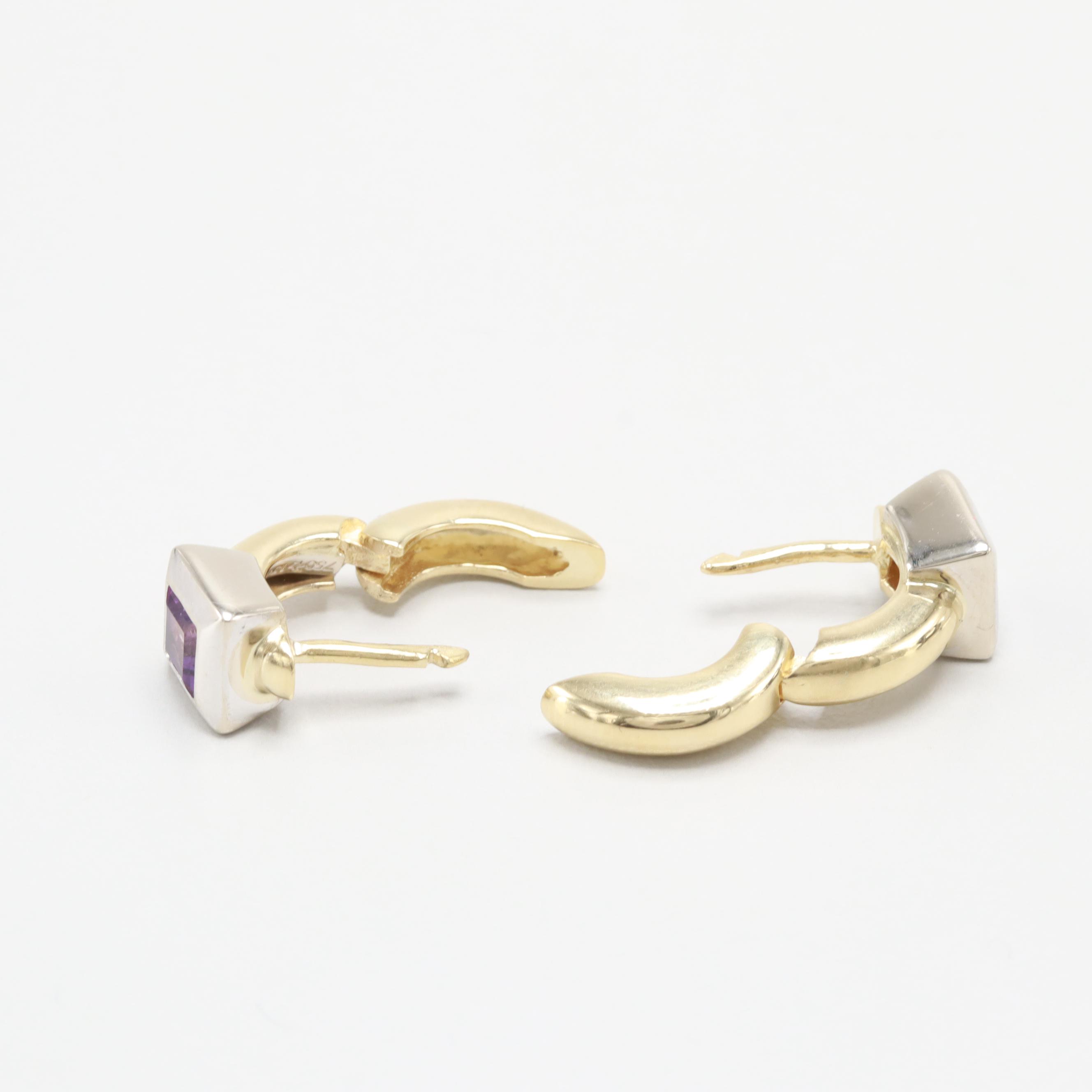 18K Yellow and White Gold Amethyst Earring and Ring Set