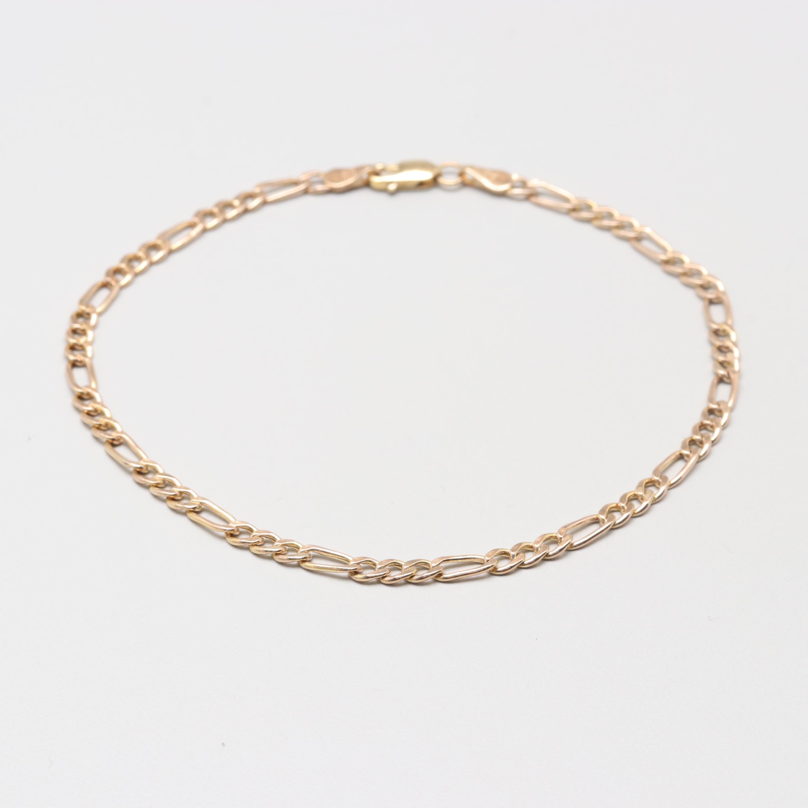 10K Yellow Gold Figaro Bracelet