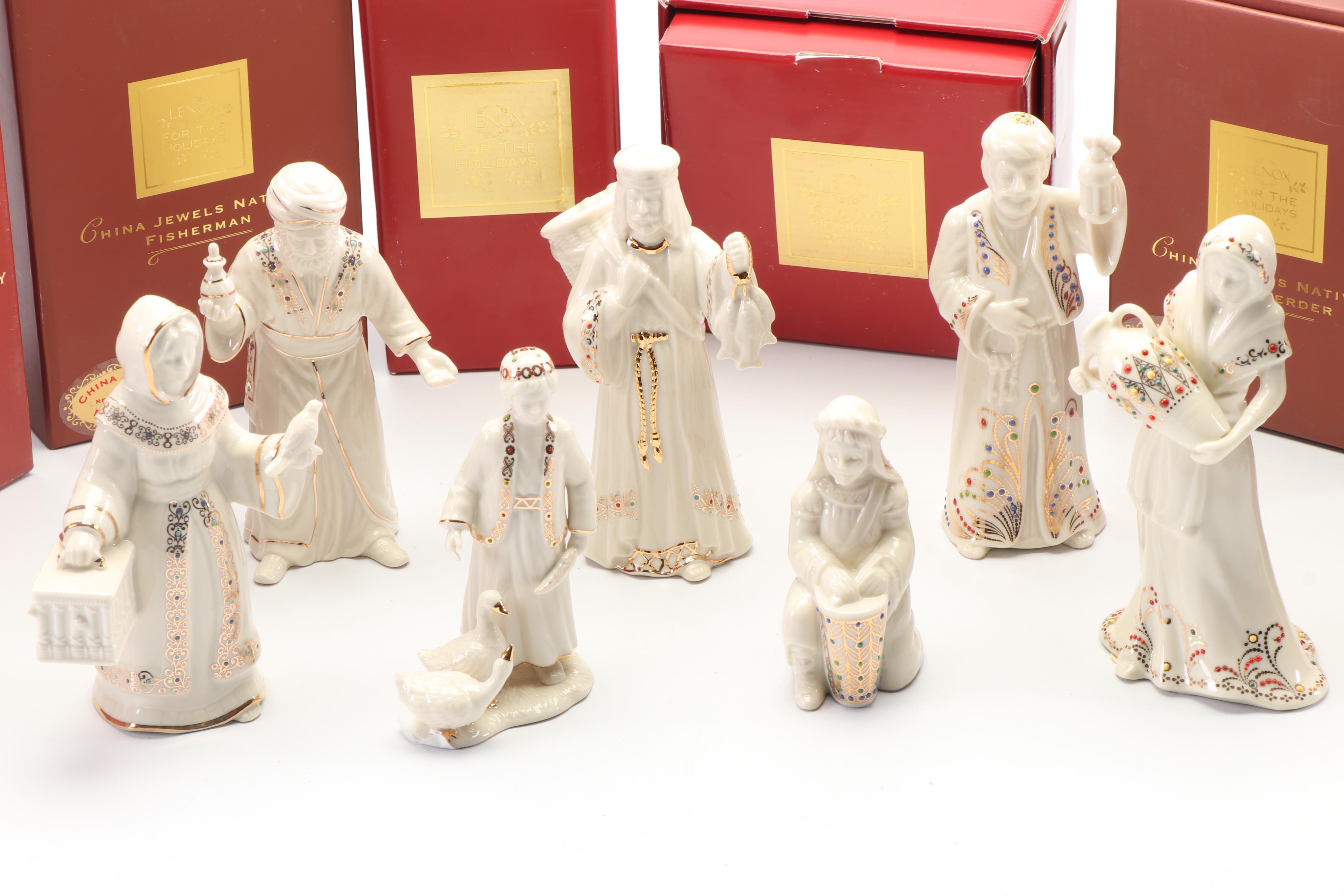 Lenox "China Jewels Collection" Bone China Nativity Scene Figurines
