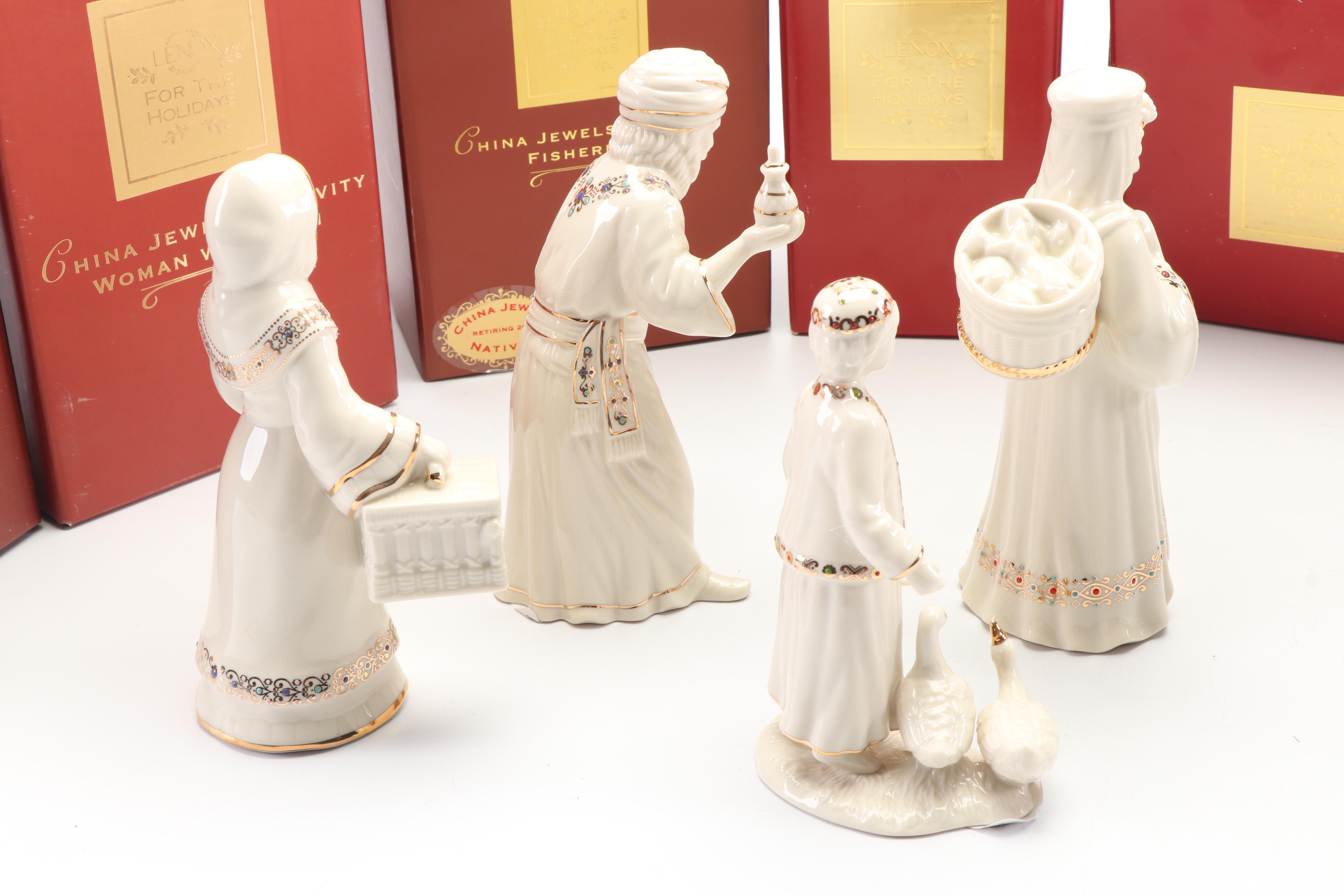 Lenox "China Jewels Collection" Bone China Nativity Scene Figurines
