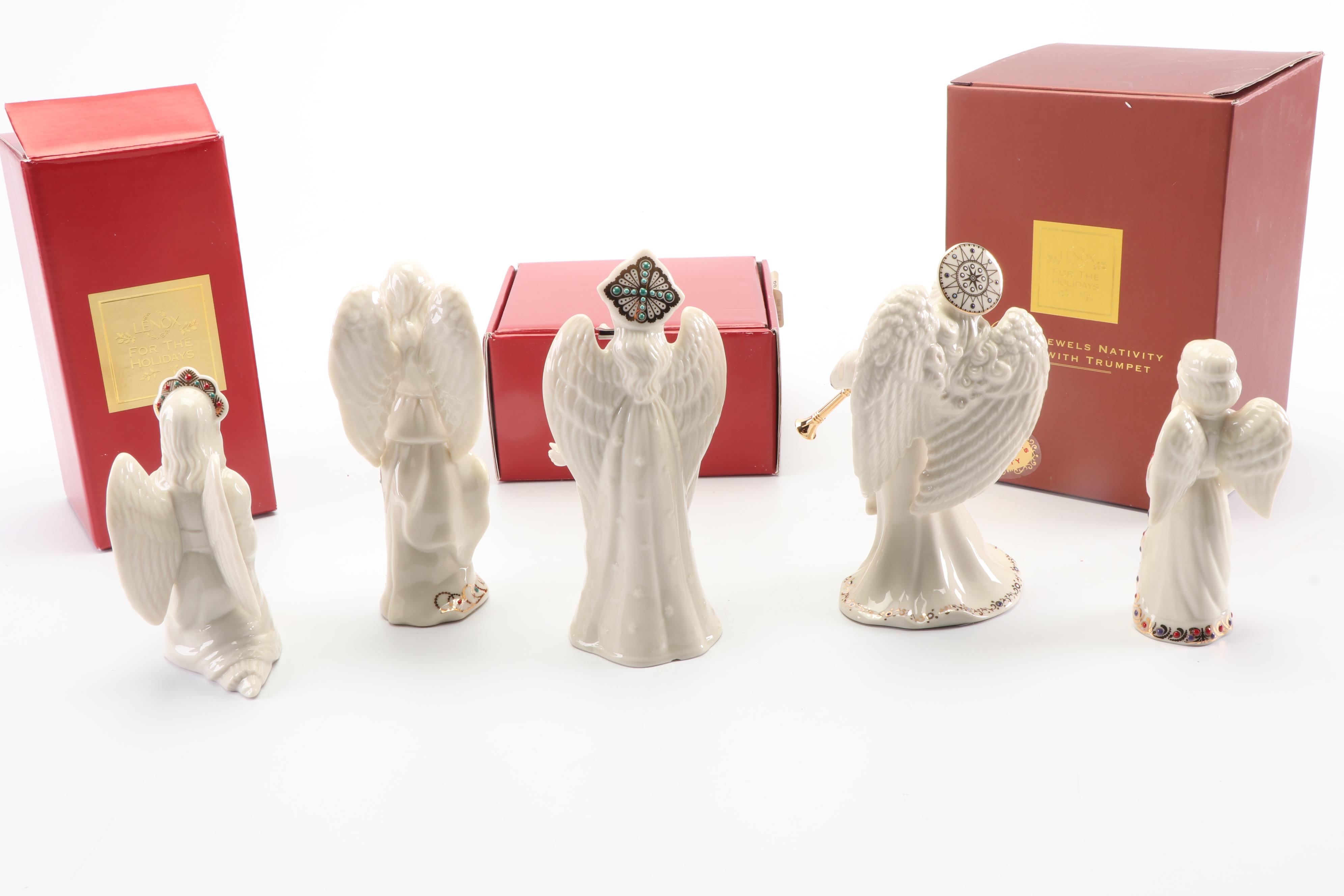 Lenox "China Jewels Collection" Bone China Nativity Scene Angel Figurines