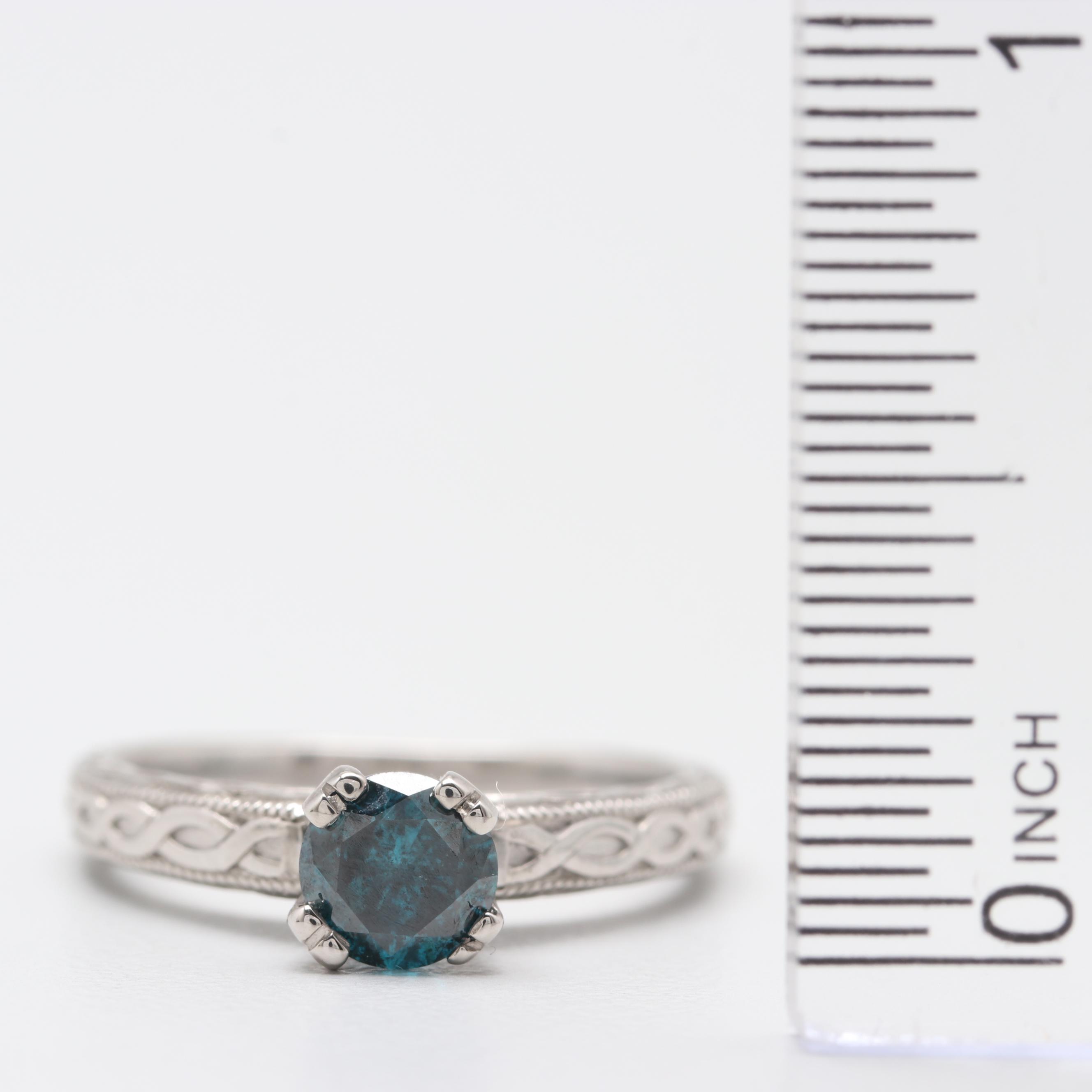 Scott Kay Palladium Diamond and Blue Diamond Ring