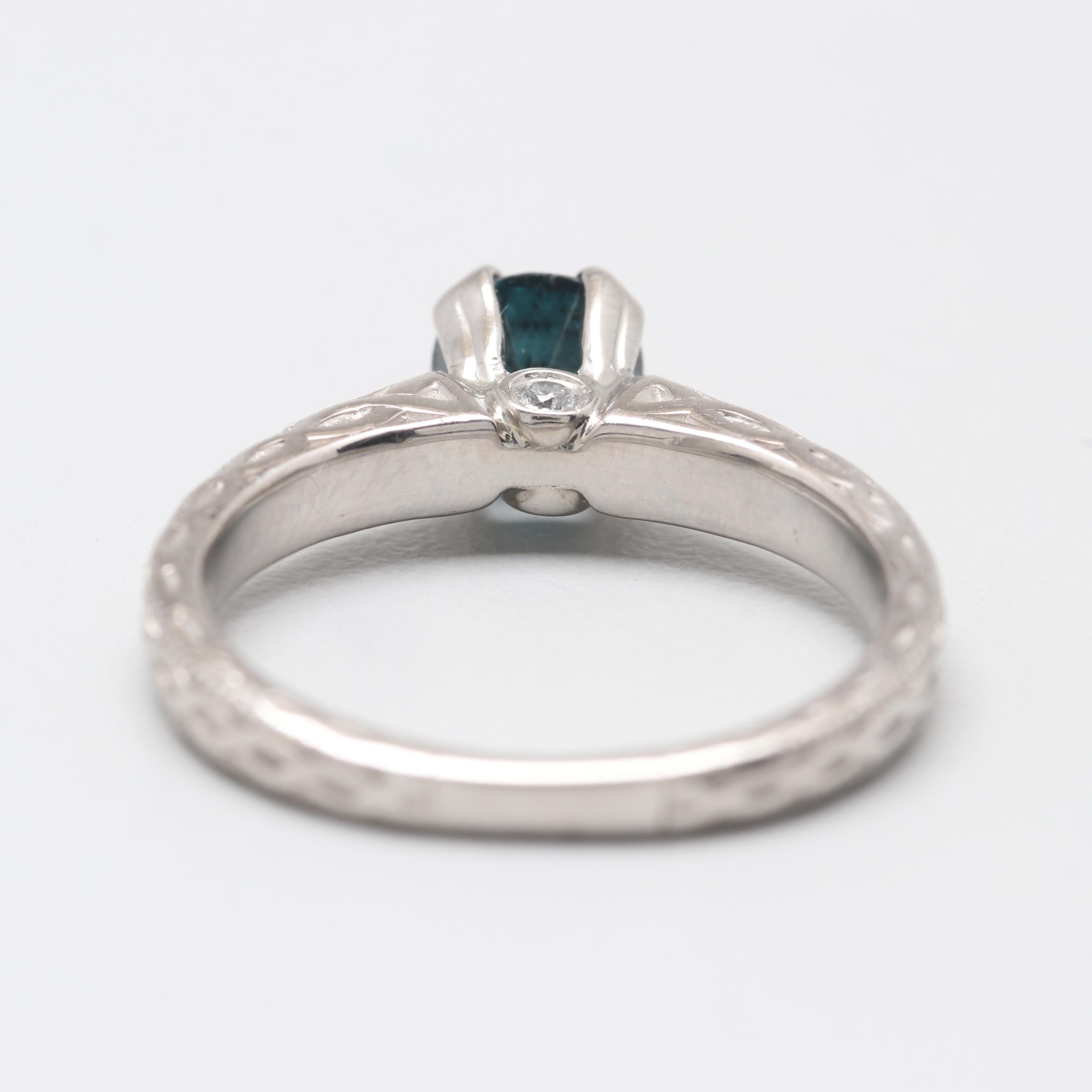 Scott Kay Palladium Diamond and Blue Diamond Ring