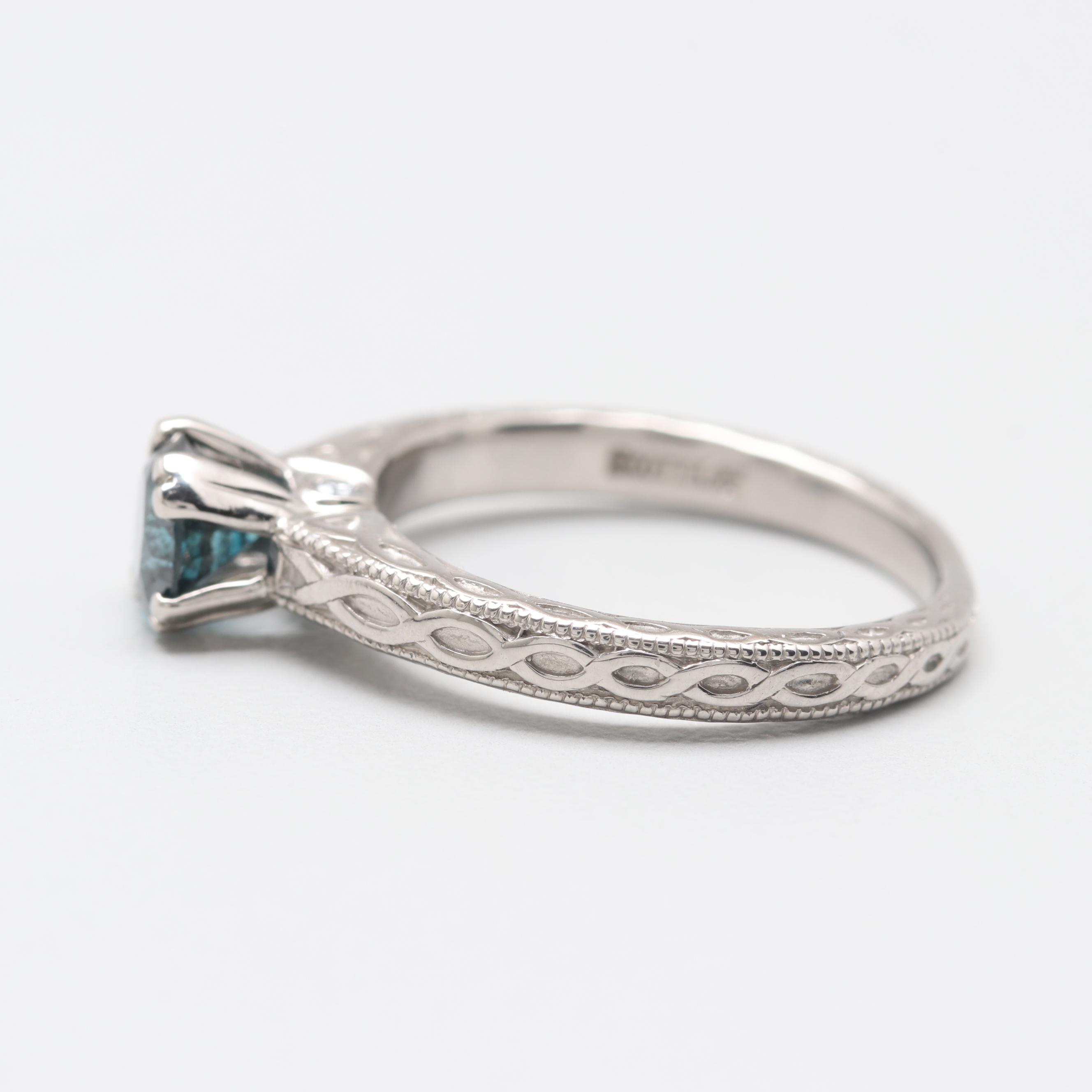Scott Kay Palladium Diamond and Blue Diamond Ring