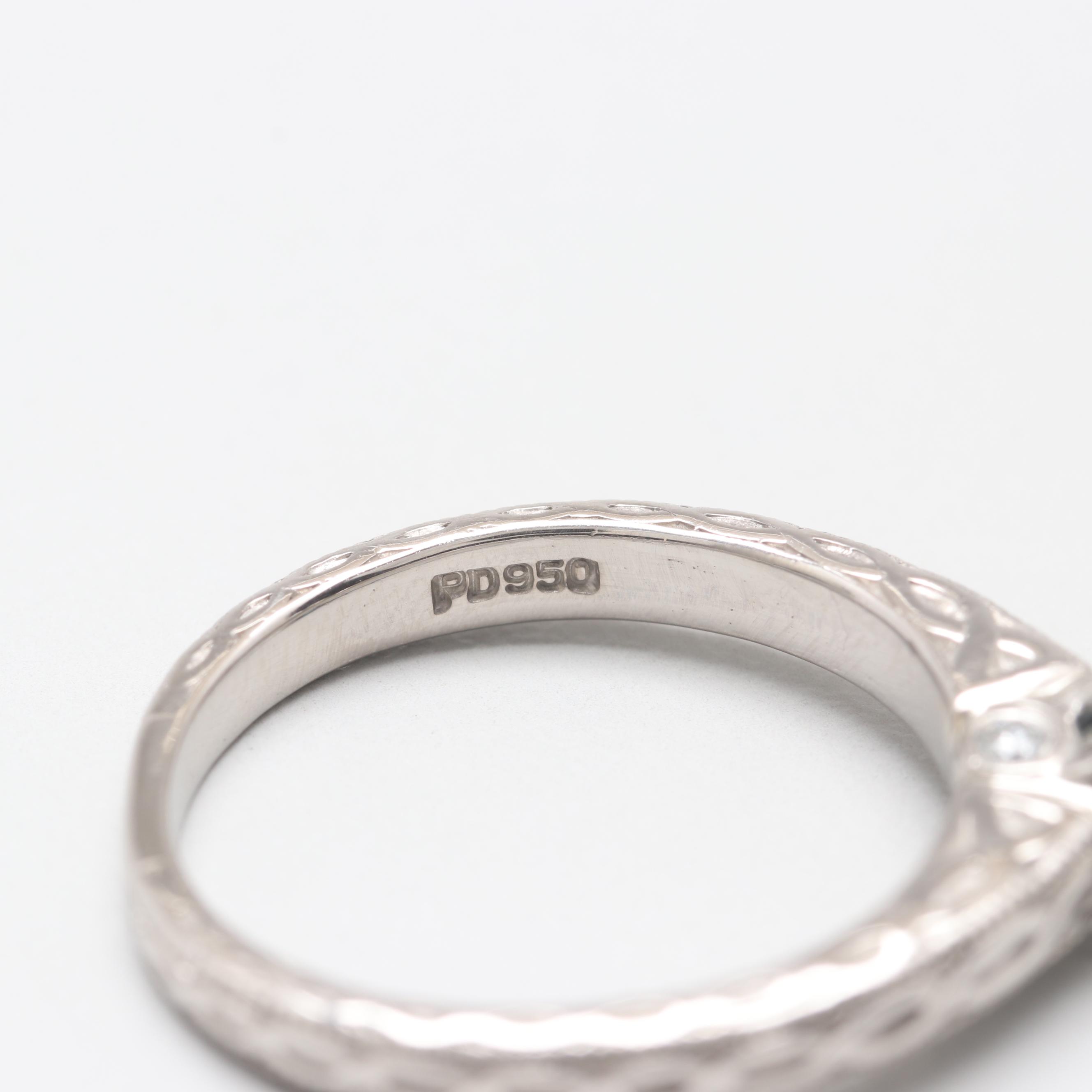 Scott Kay Palladium Diamond and Blue Diamond Ring