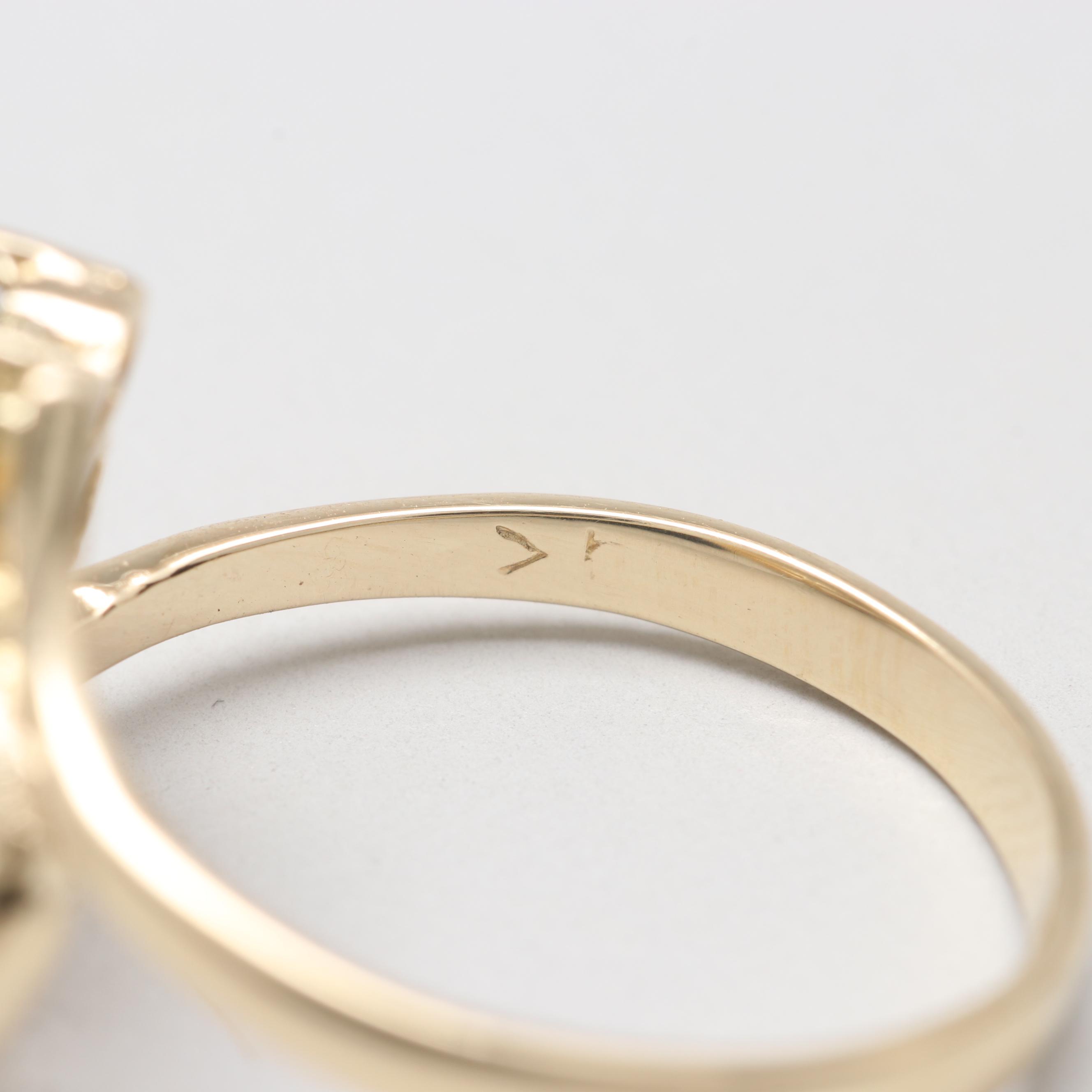 14K Yellow Gold Cubic Zirconia and Sapphire Ring