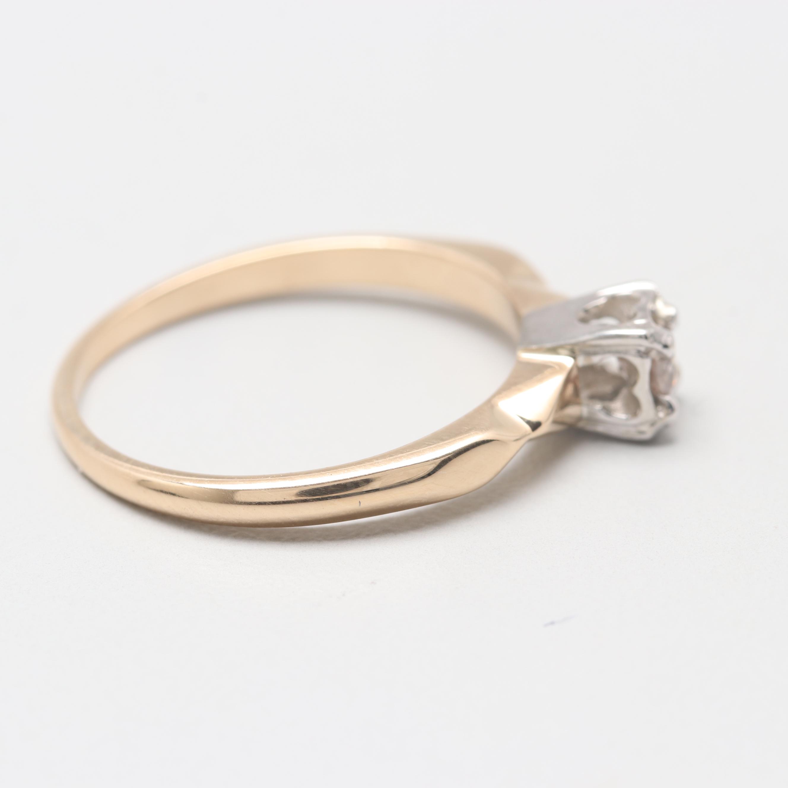 Vintage 14K Yellow Gold Diamond Ring