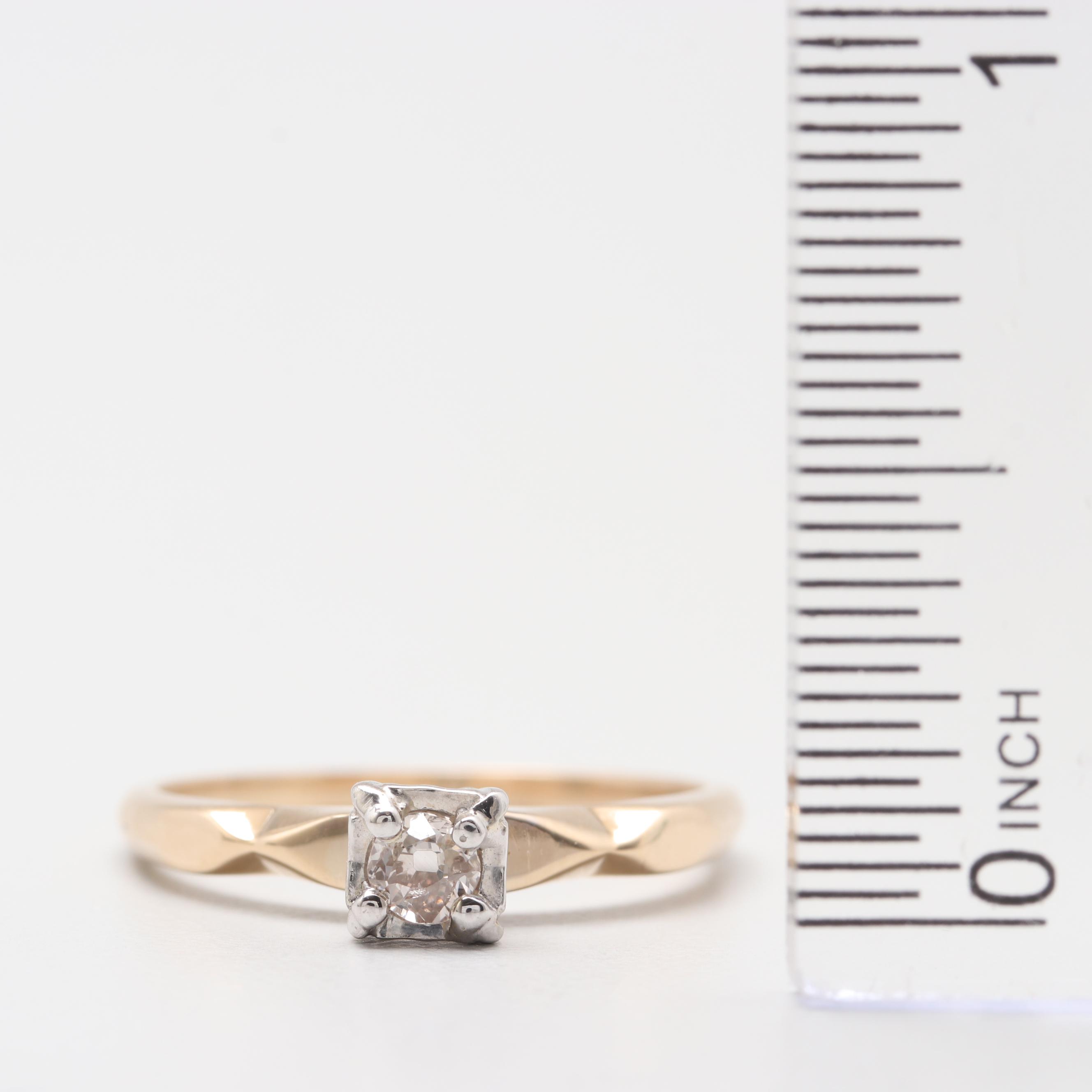 Vintage 14K Yellow Gold Diamond Ring