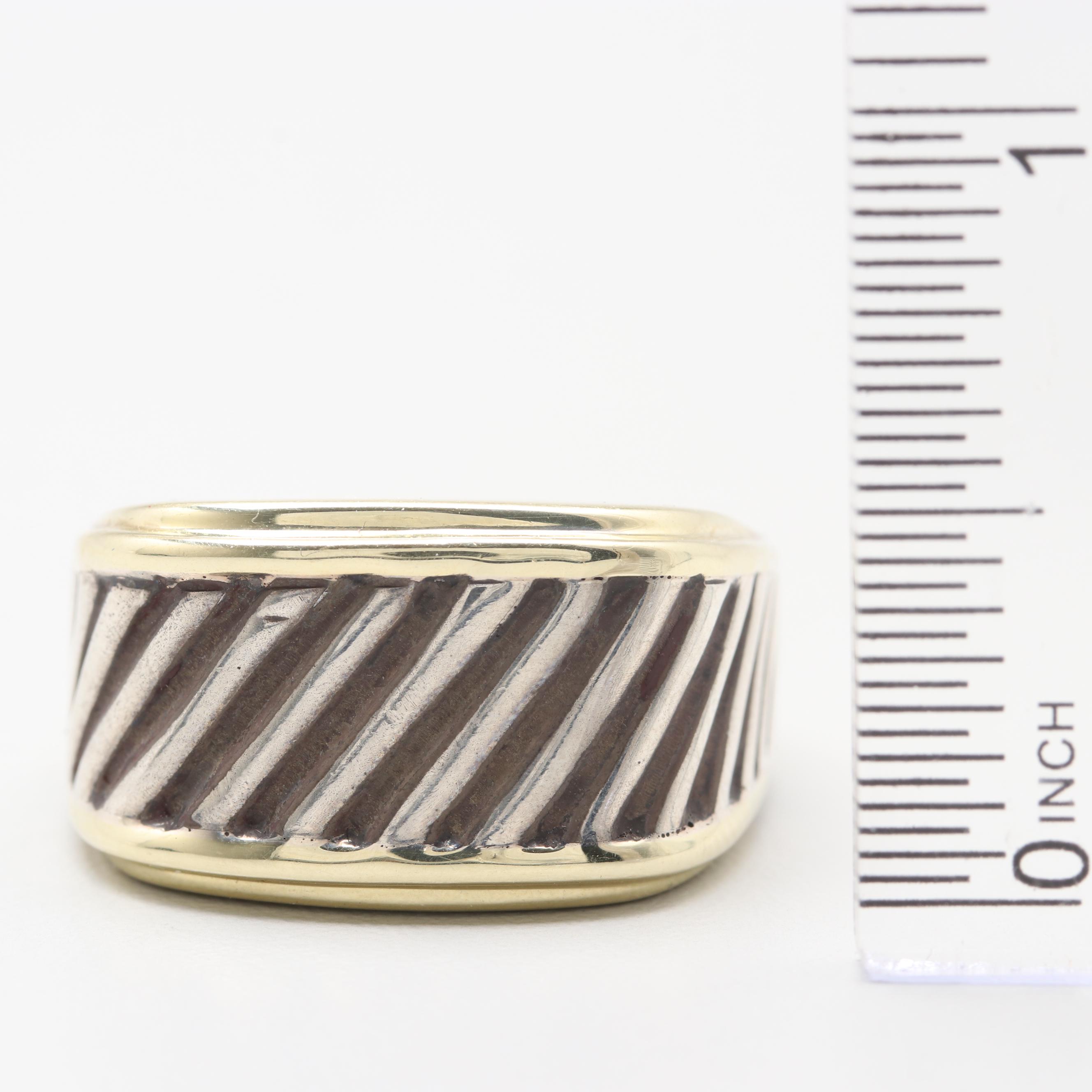 David Yurman Sterling Silver and 14K Yellow Gold Ring