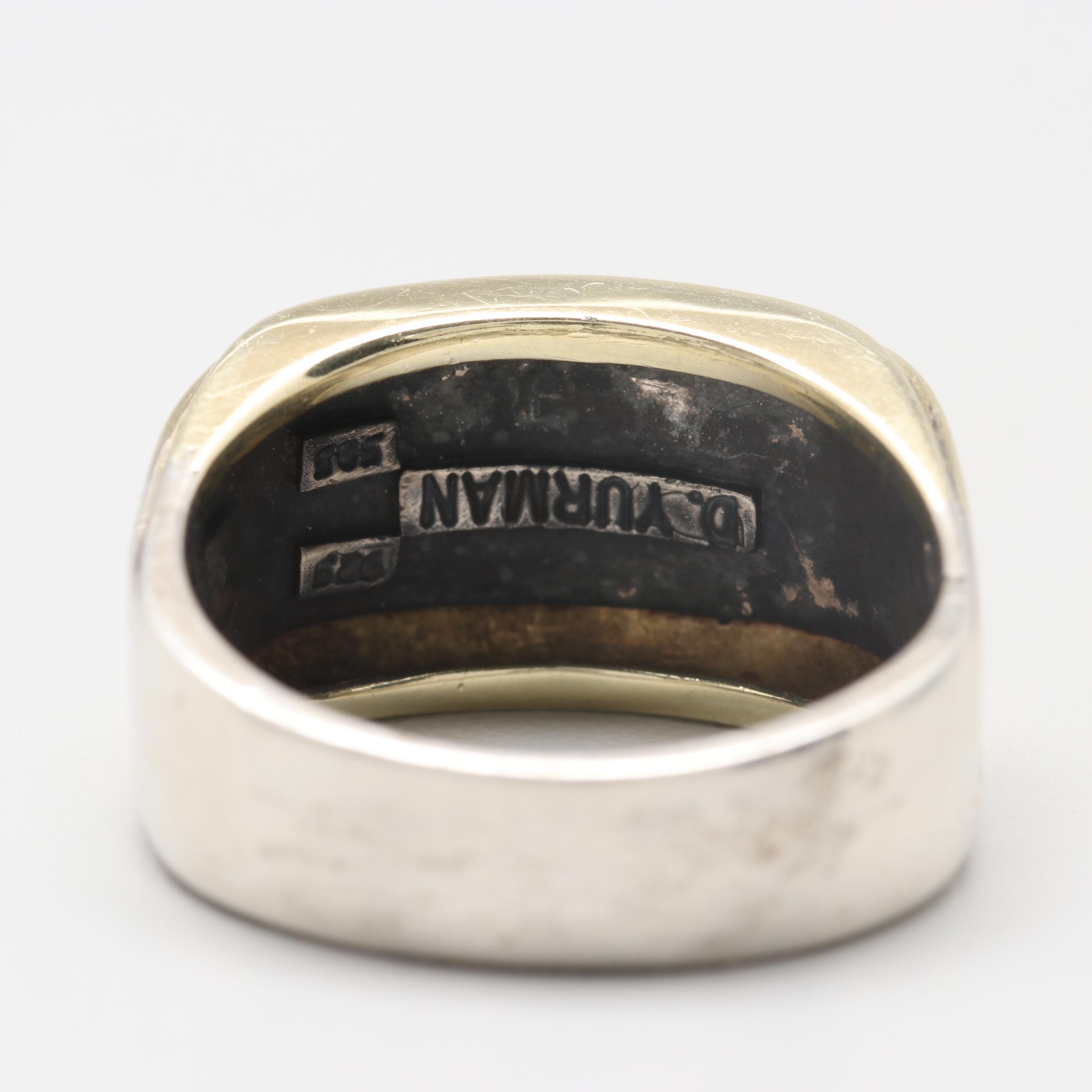 David Yurman Sterling Silver and 14K Yellow Gold Ring