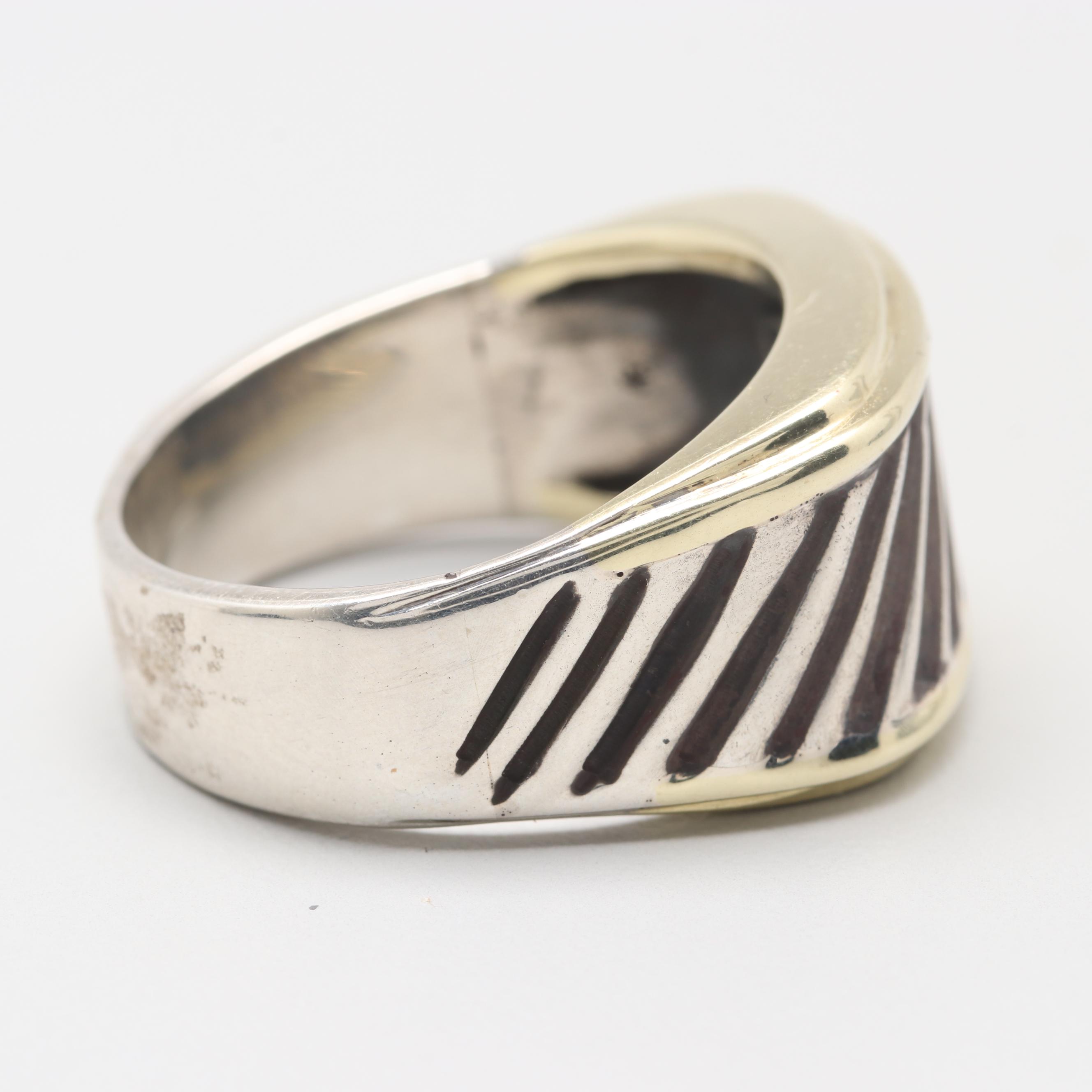 David Yurman Sterling Silver and 14K Yellow Gold Ring