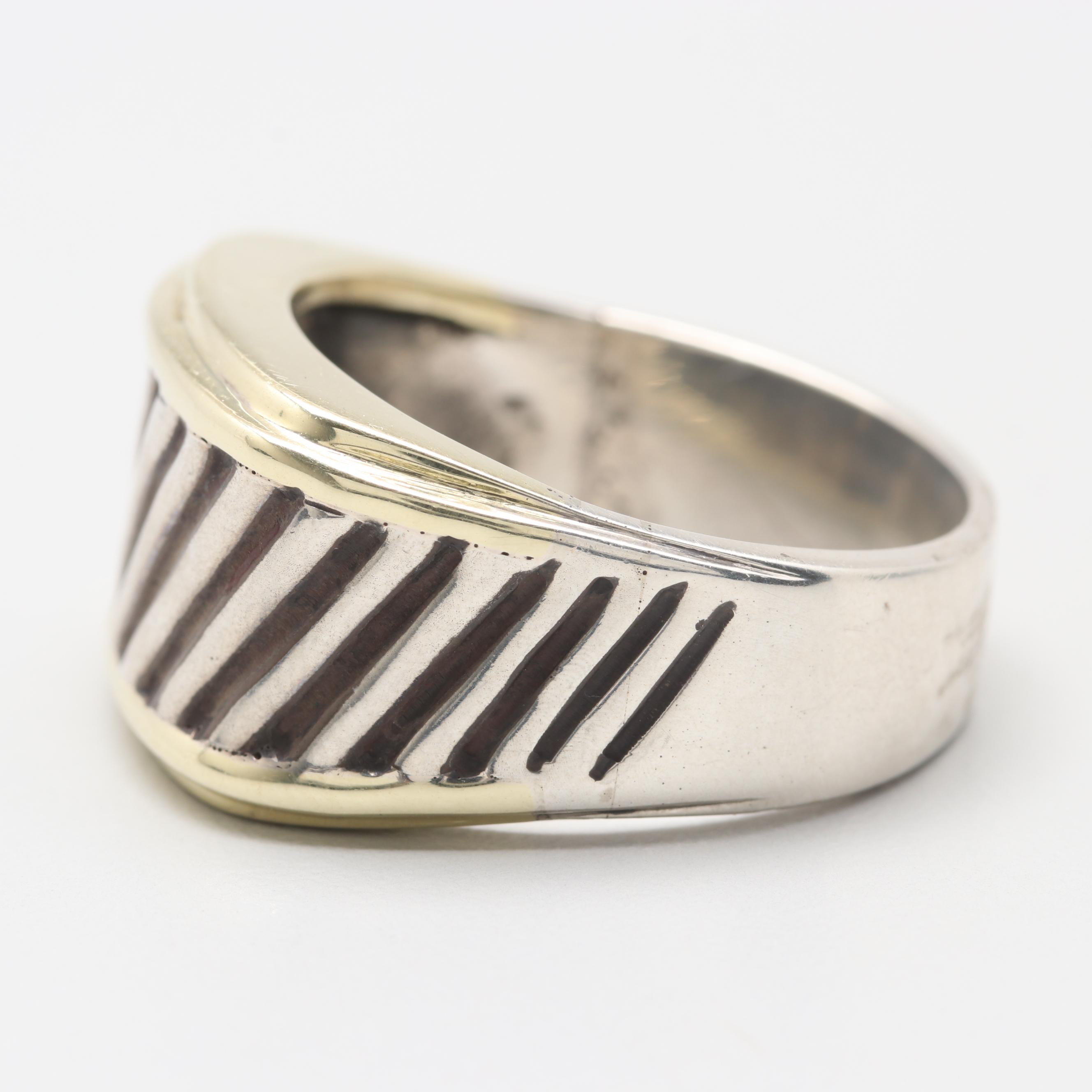 David Yurman Sterling Silver and 14K Yellow Gold Ring