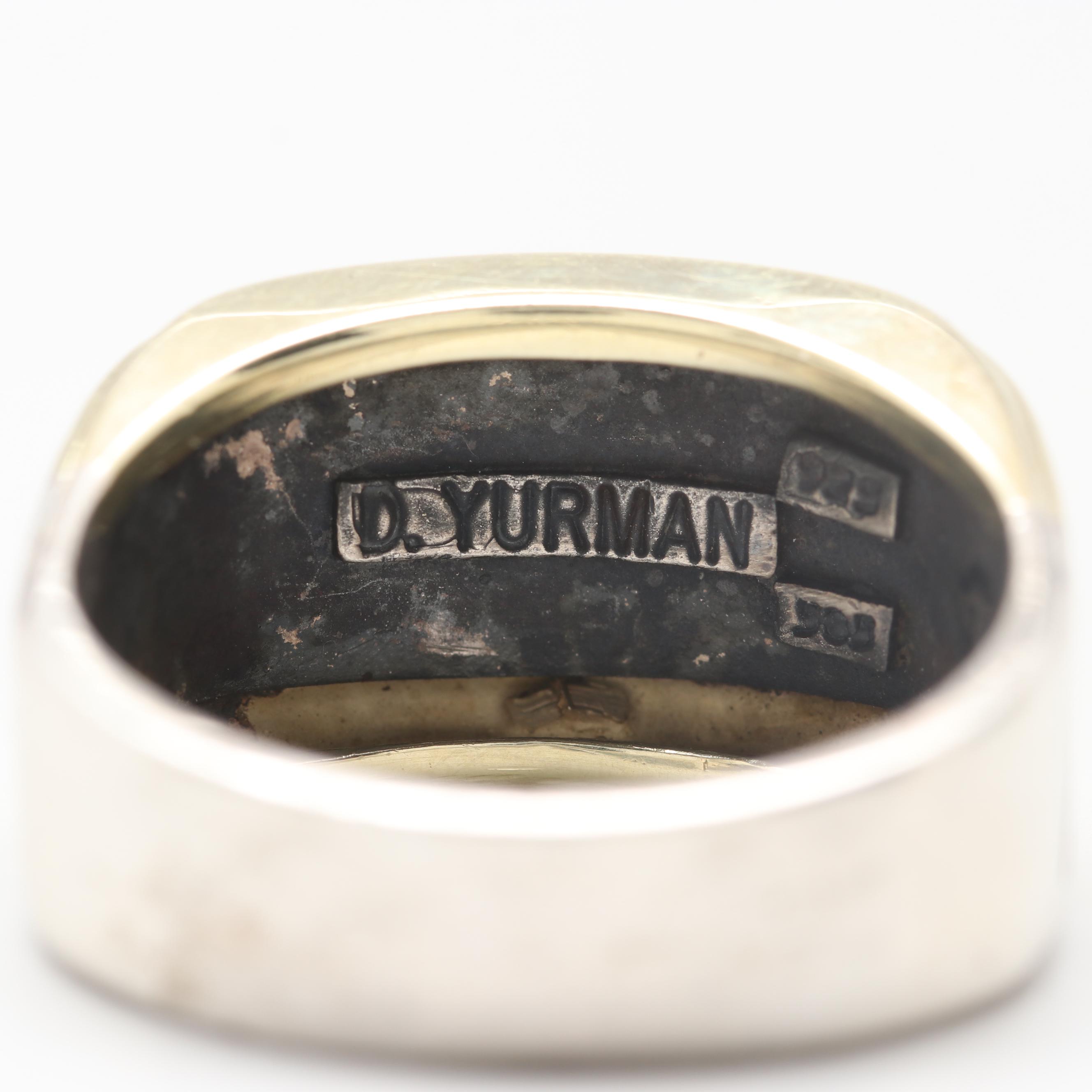 David Yurman Sterling Silver and 14K Yellow Gold Ring