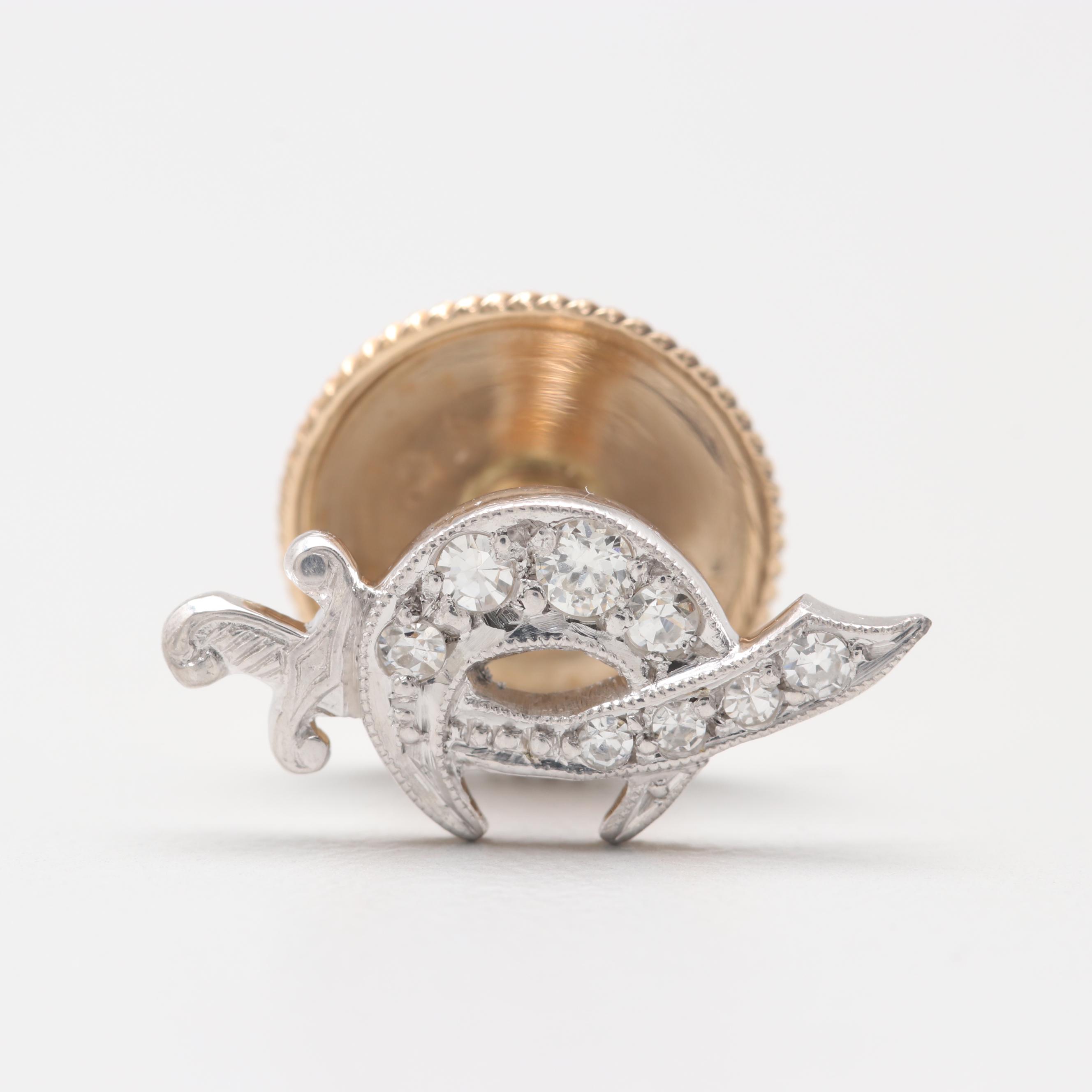 Platinum and 14K Yellow Gold Diamond Shriner Tie Tack