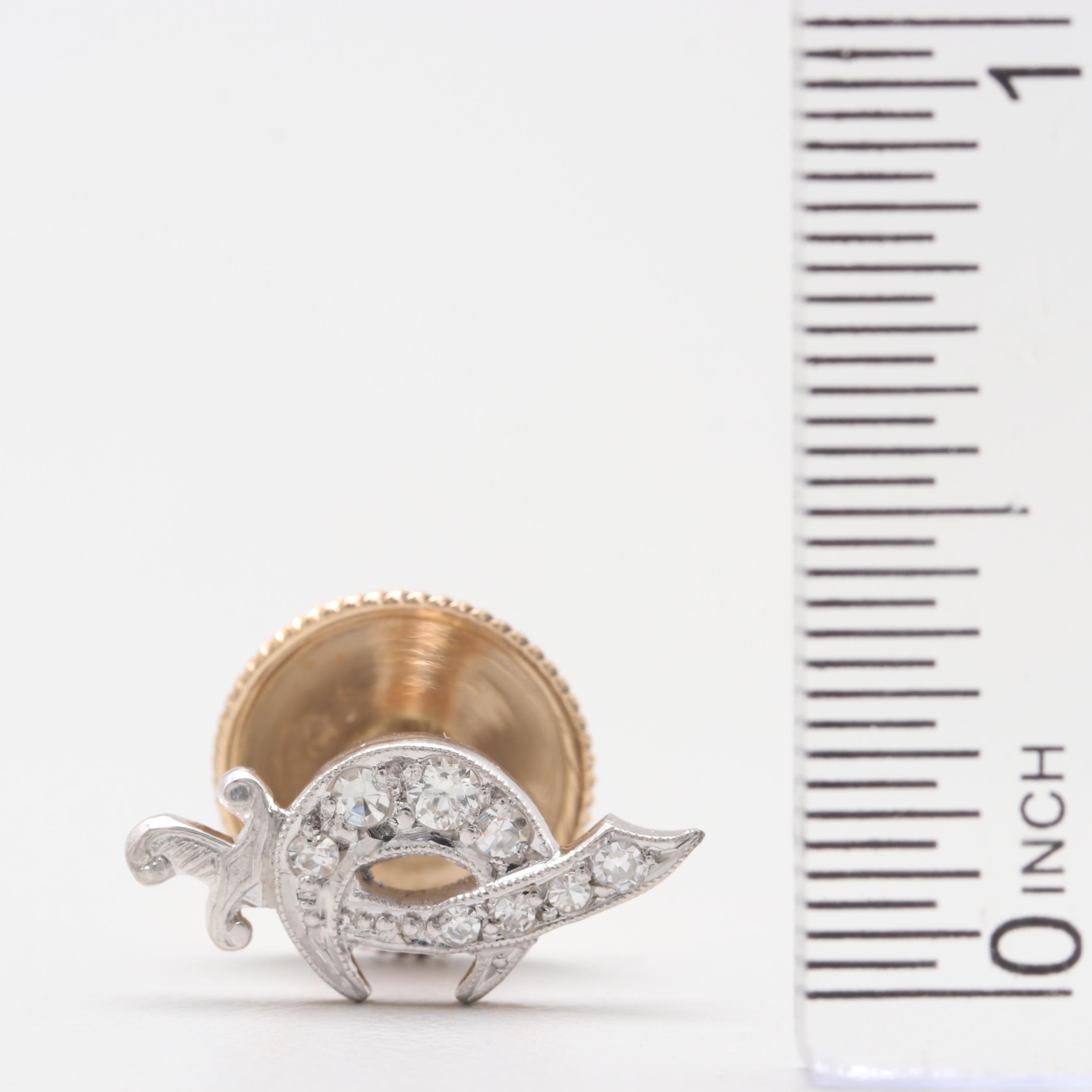 Platinum and 14K Yellow Gold Diamond Shriner Tie Tack