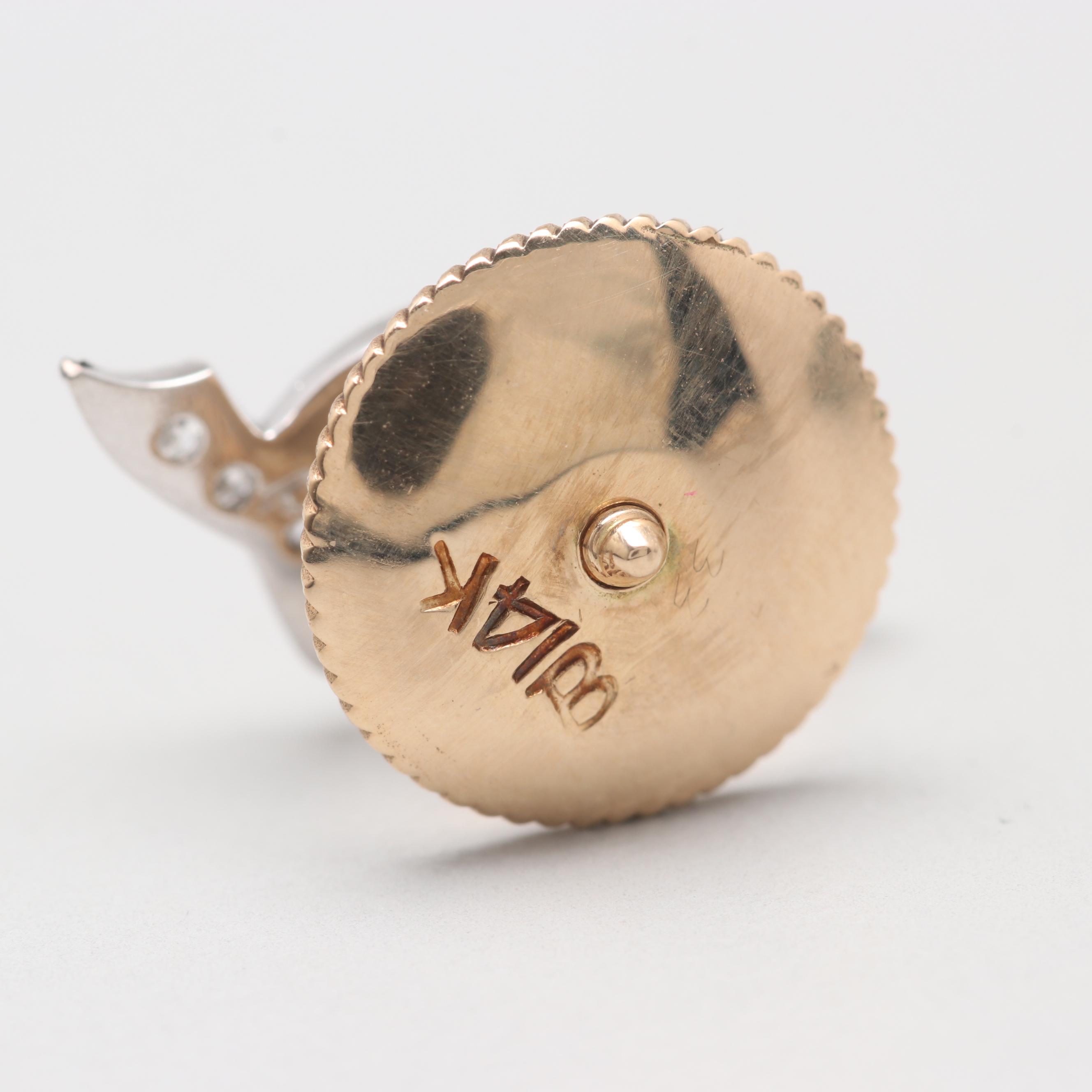 Platinum and 14K Yellow Gold Diamond Shriner Tie Tack