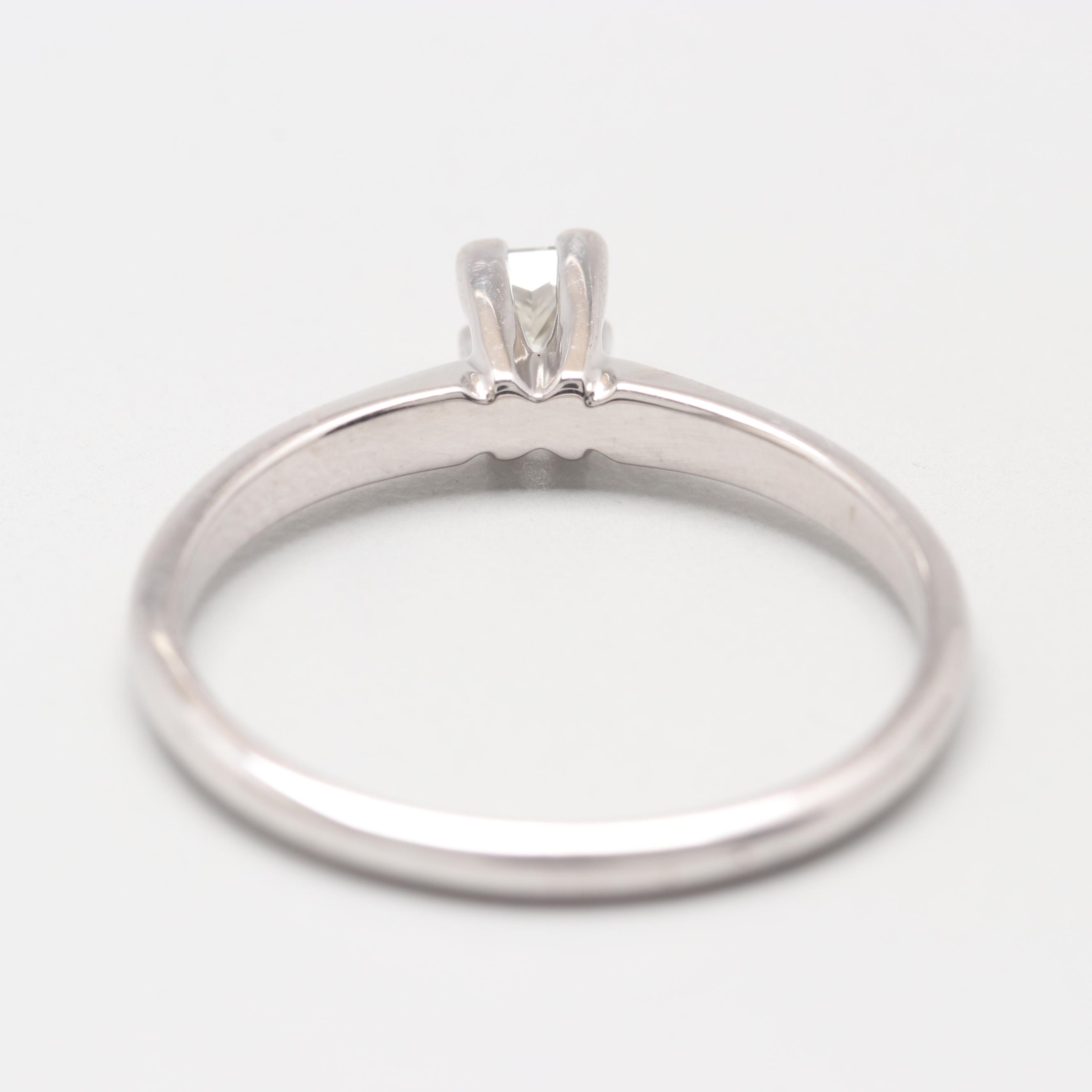 14K White Gold Diamond Solitaire Ring