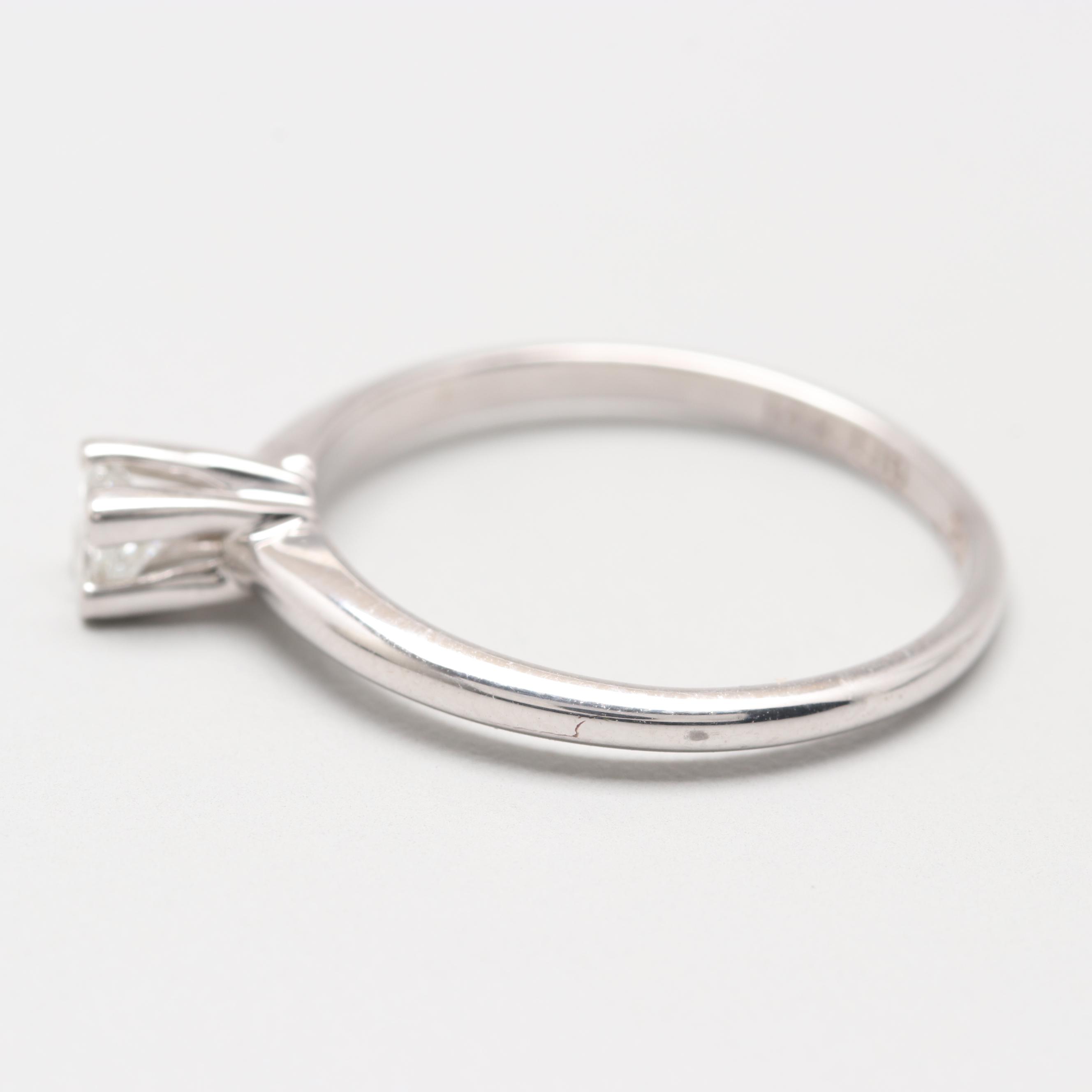 14K White Gold Diamond Solitaire Ring