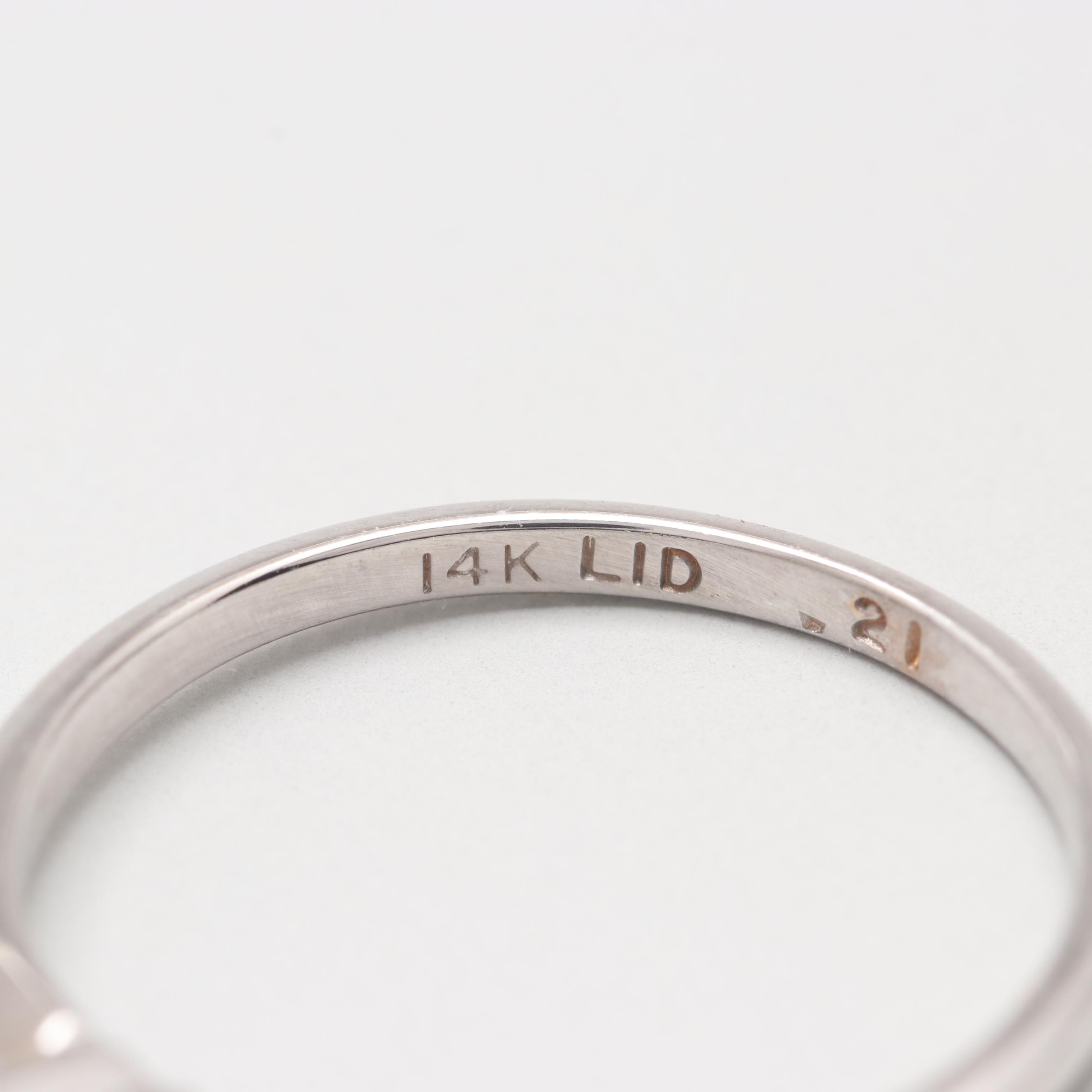 14K White Gold Diamond Solitaire Ring