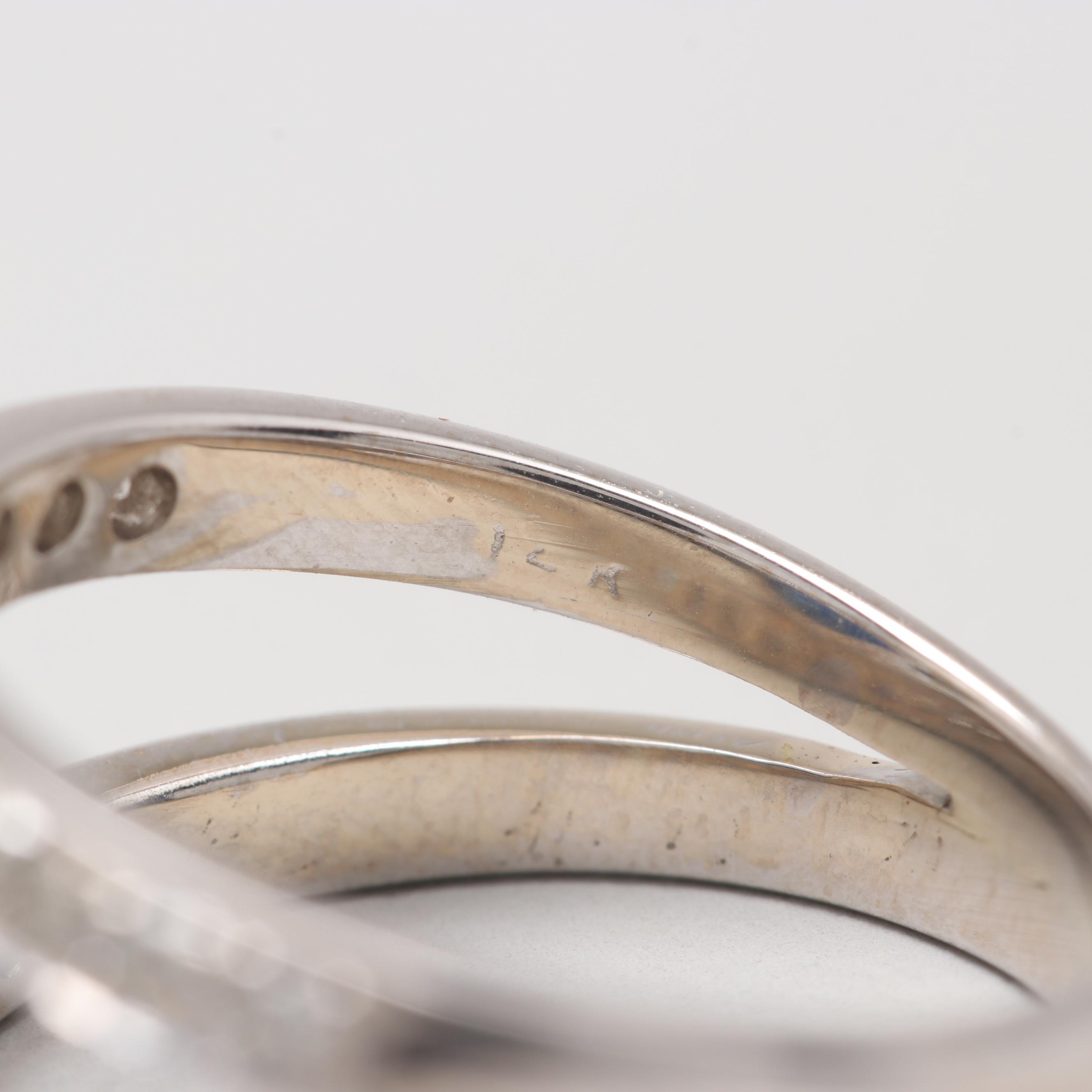 14K White Gold Blue Sapphire and Diamond Ring