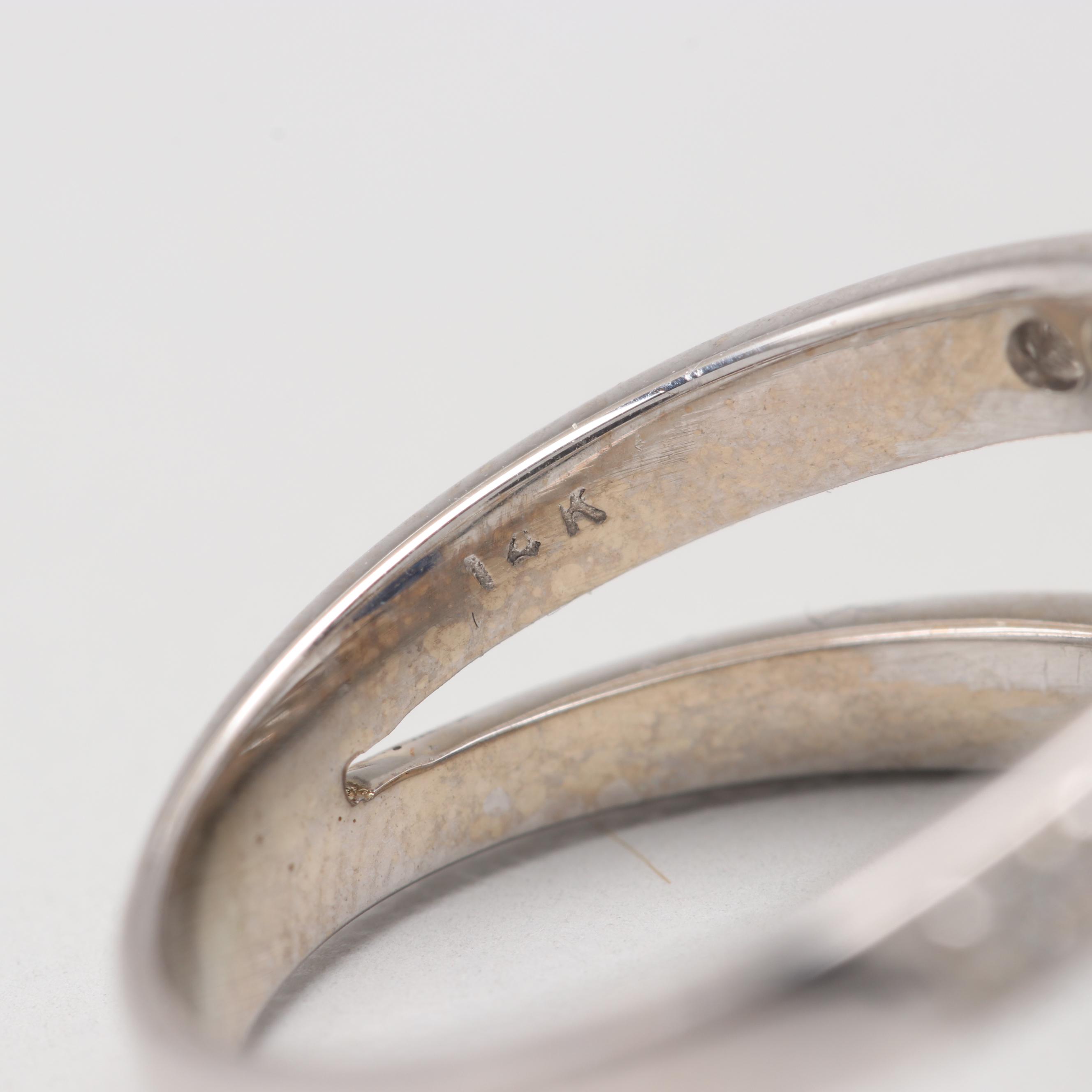 14K White Gold Blue Sapphire and Diamond Ring