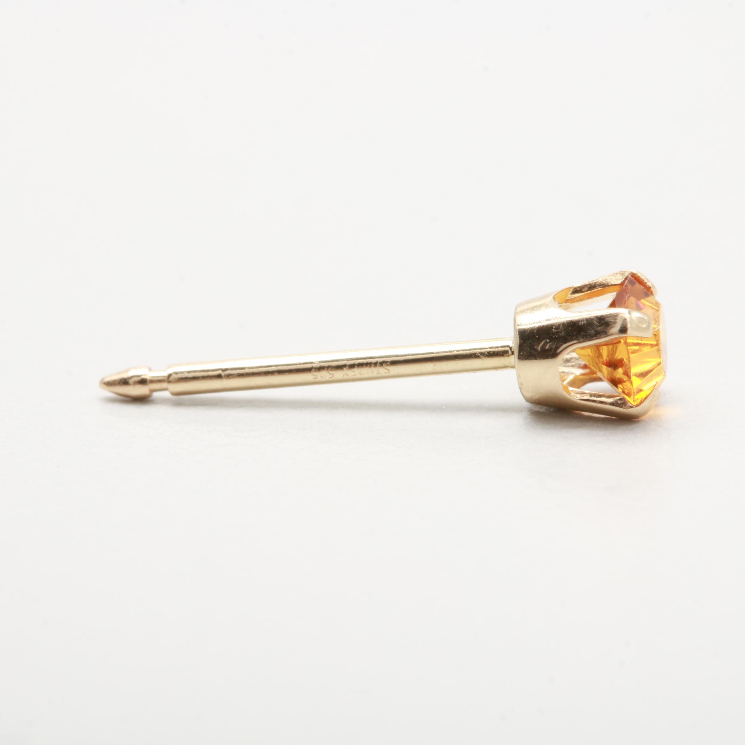 14K Yellow Gold Glass Stud Earrings