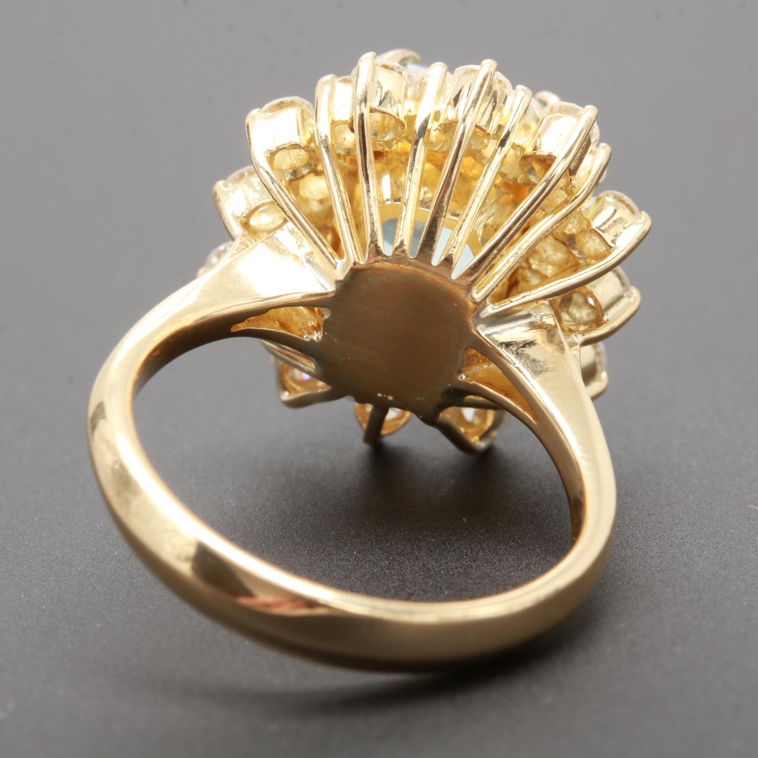 14K Yellow Gold 3.02 CT Aquamarine and 1.14 CTW Diamond Ring