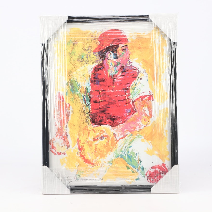 Contemporary Johnny Bench "LeRoy Nieman" Framed Canvas Print