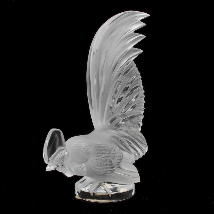 Lalique Rooster Crystal Paperweight