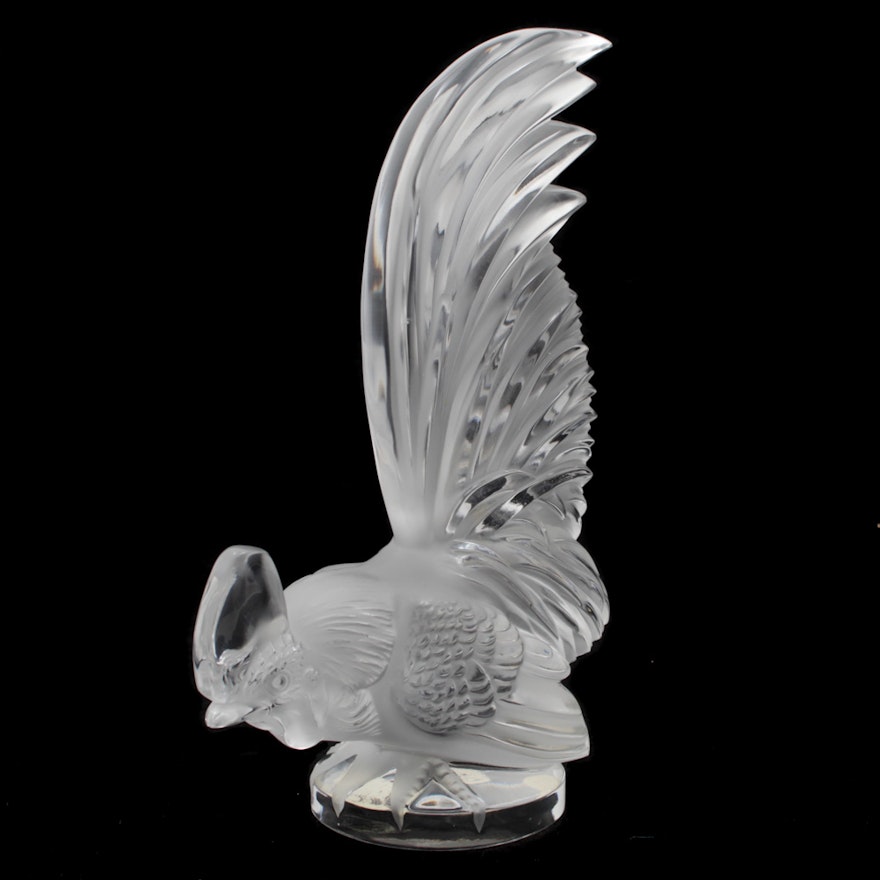 Lalique Rooster Crystal Paperweight