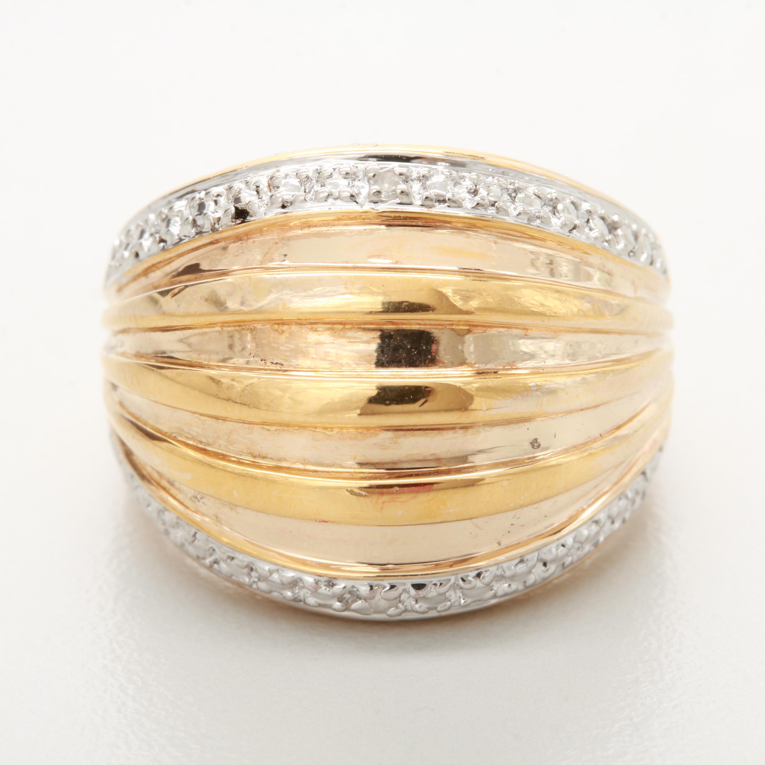 Gold Wash on Sterling Silver Diamond Ring