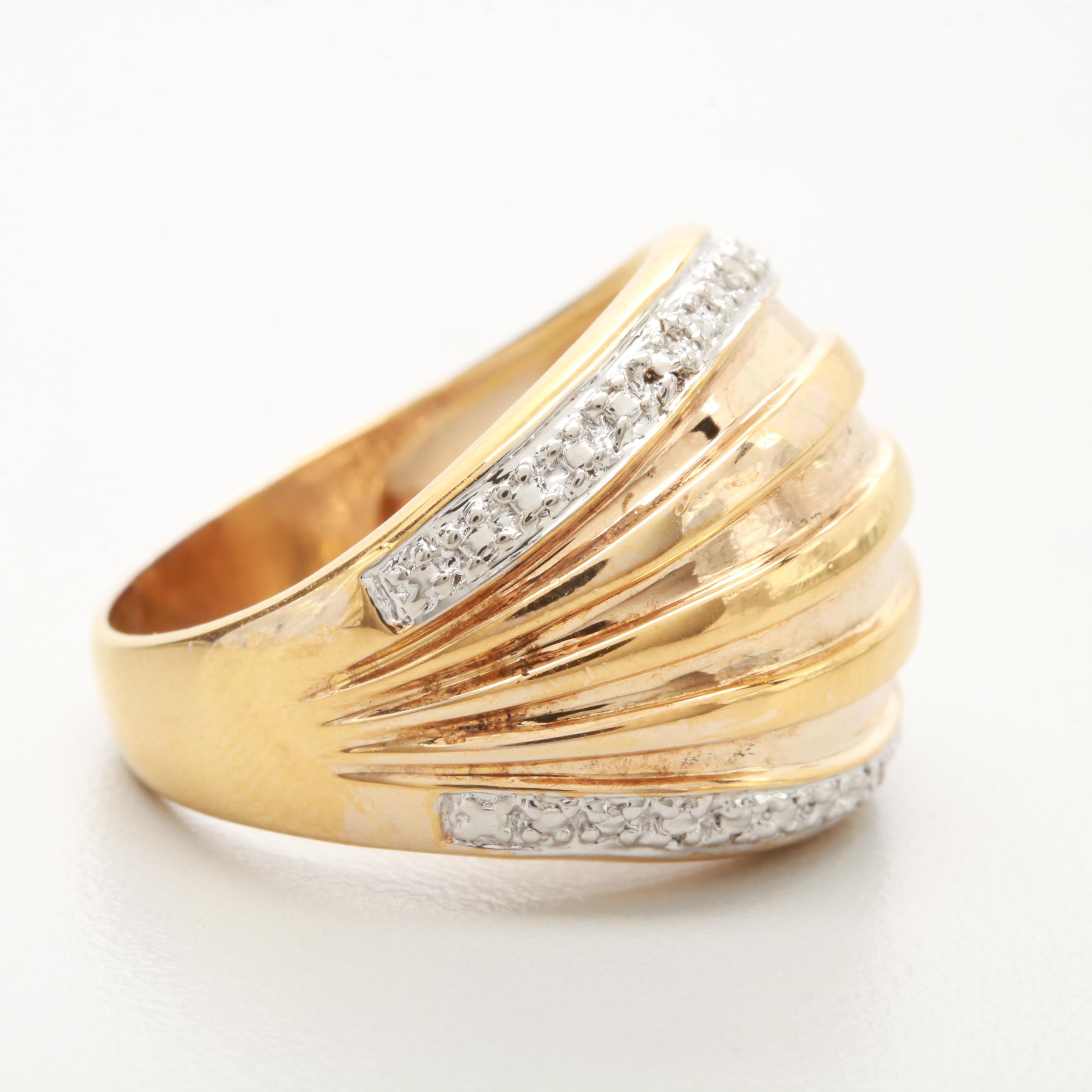 Gold Wash on Sterling Silver Diamond Ring