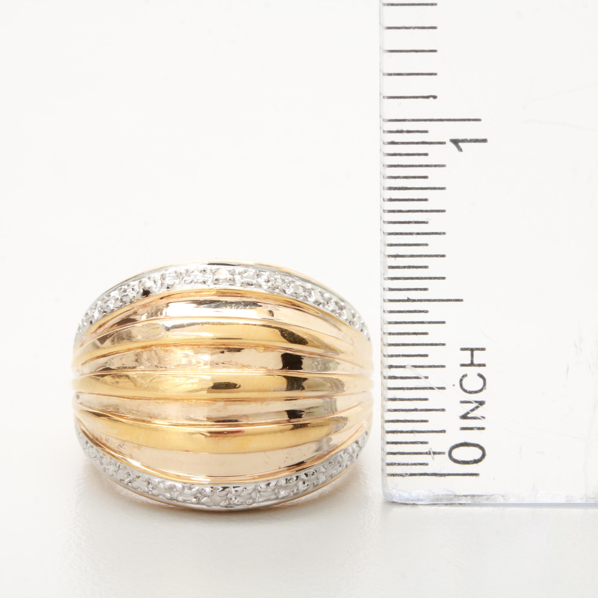Gold Wash on Sterling Silver Diamond Ring