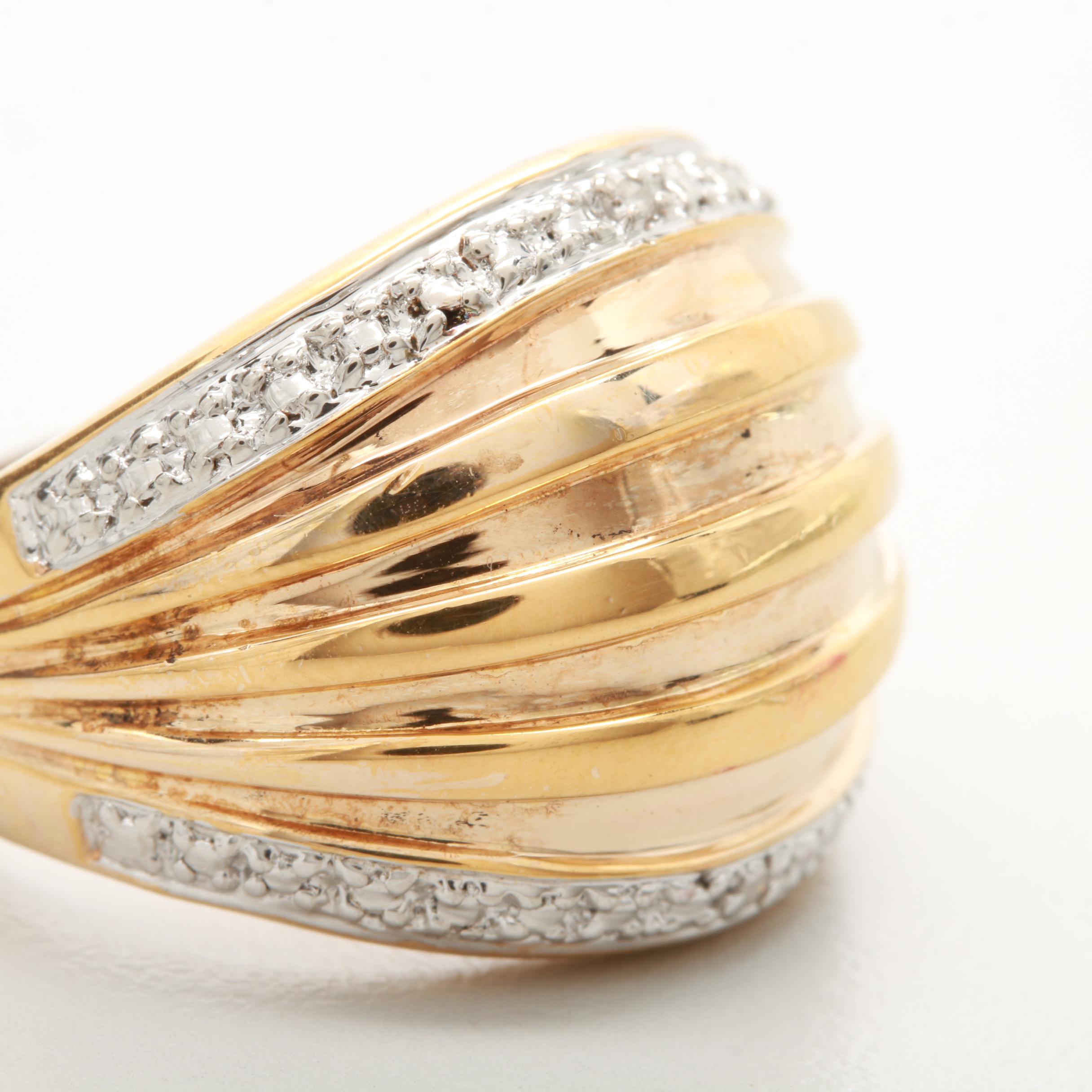 Gold Wash on Sterling Silver Diamond Ring