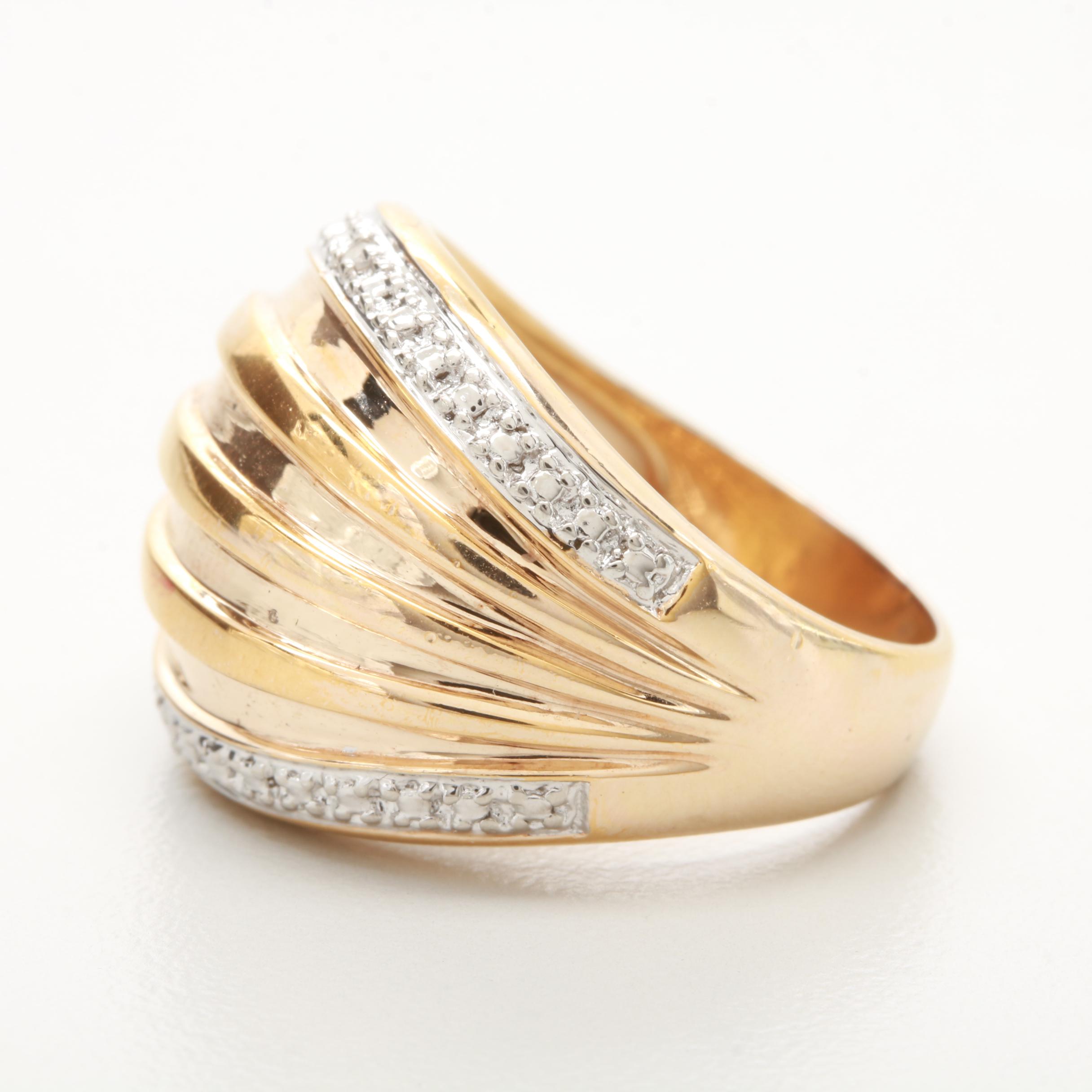 Gold Wash on Sterling Silver Diamond Ring