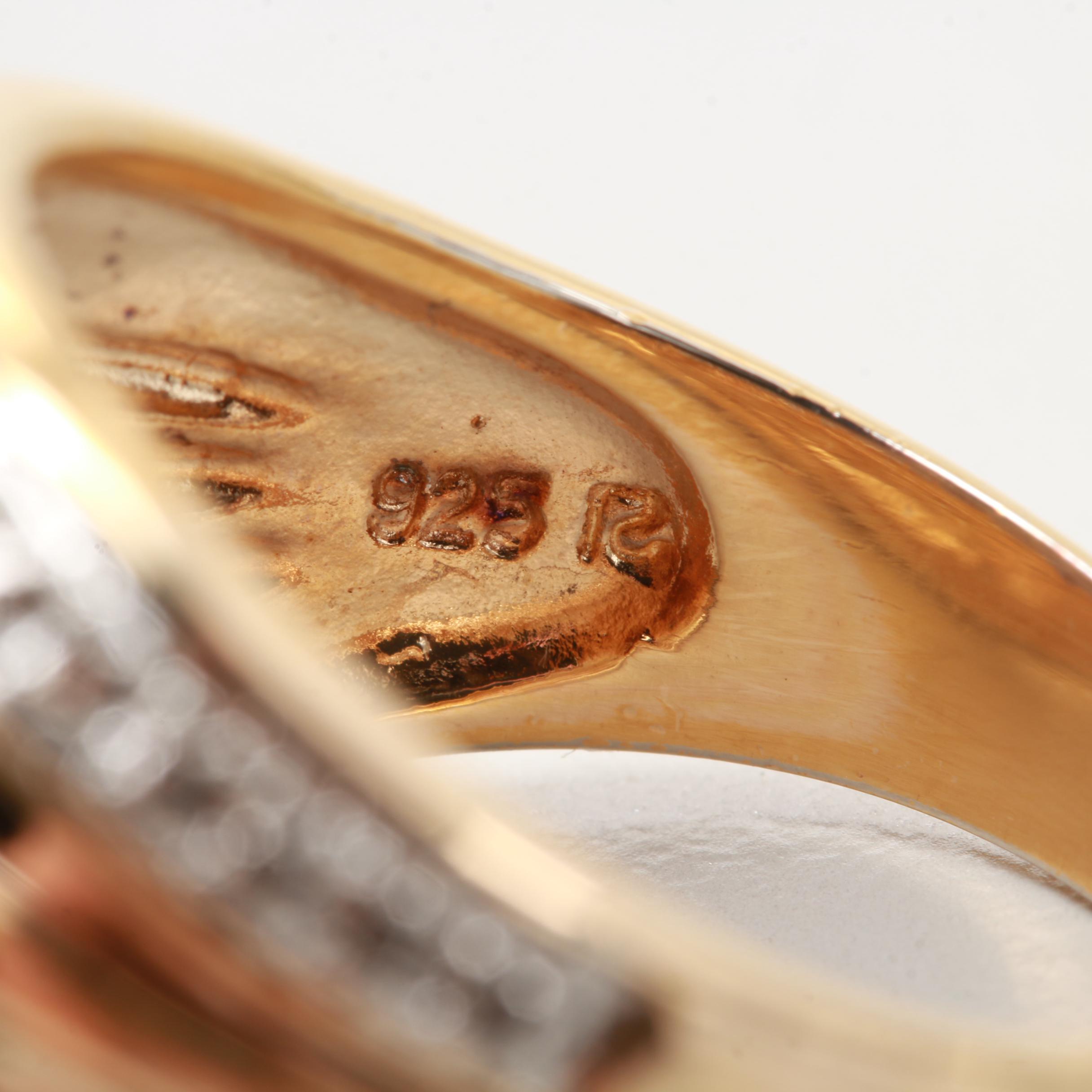 Gold Wash on Sterling Silver Diamond Ring
