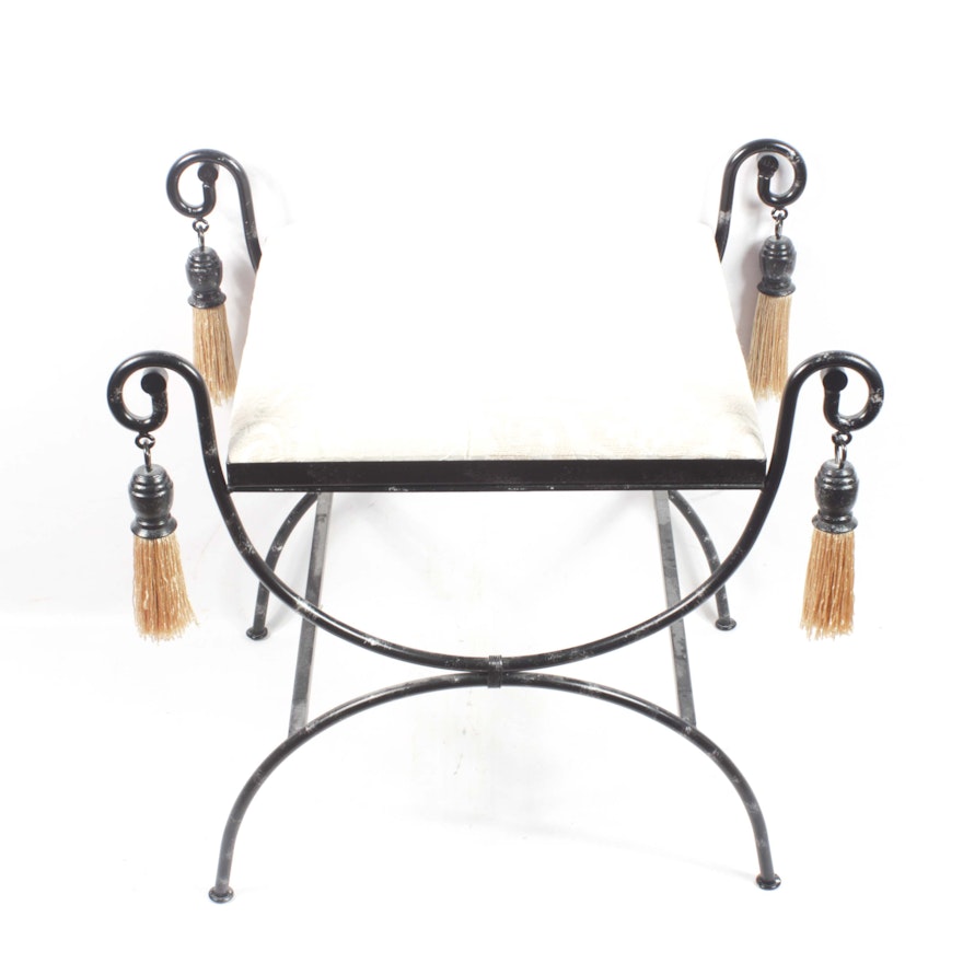 Neoclassical Style Iron Vanity Bench