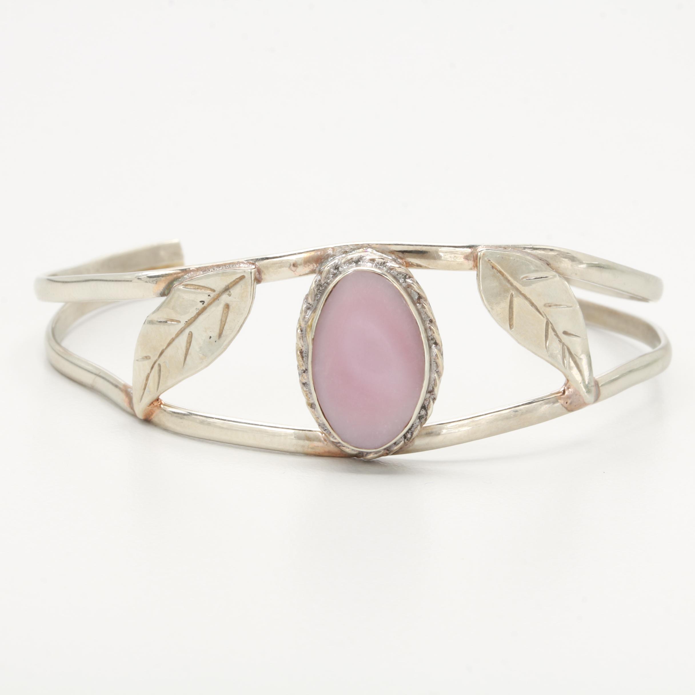 Mexico Alpaca Silver and Pink Mother of Pearl Bracelet