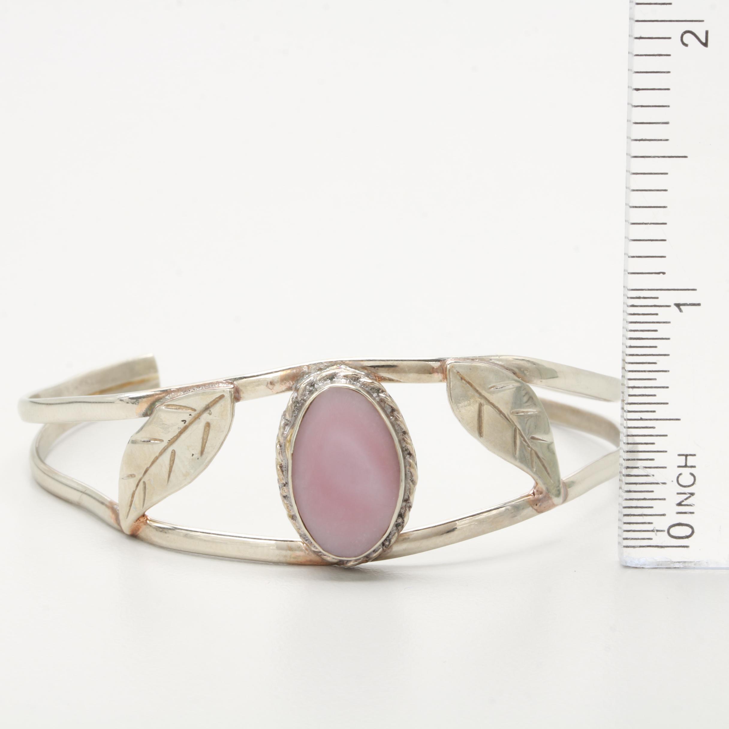 Mexico Alpaca Silver and Pink Mother of Pearl Bracelet