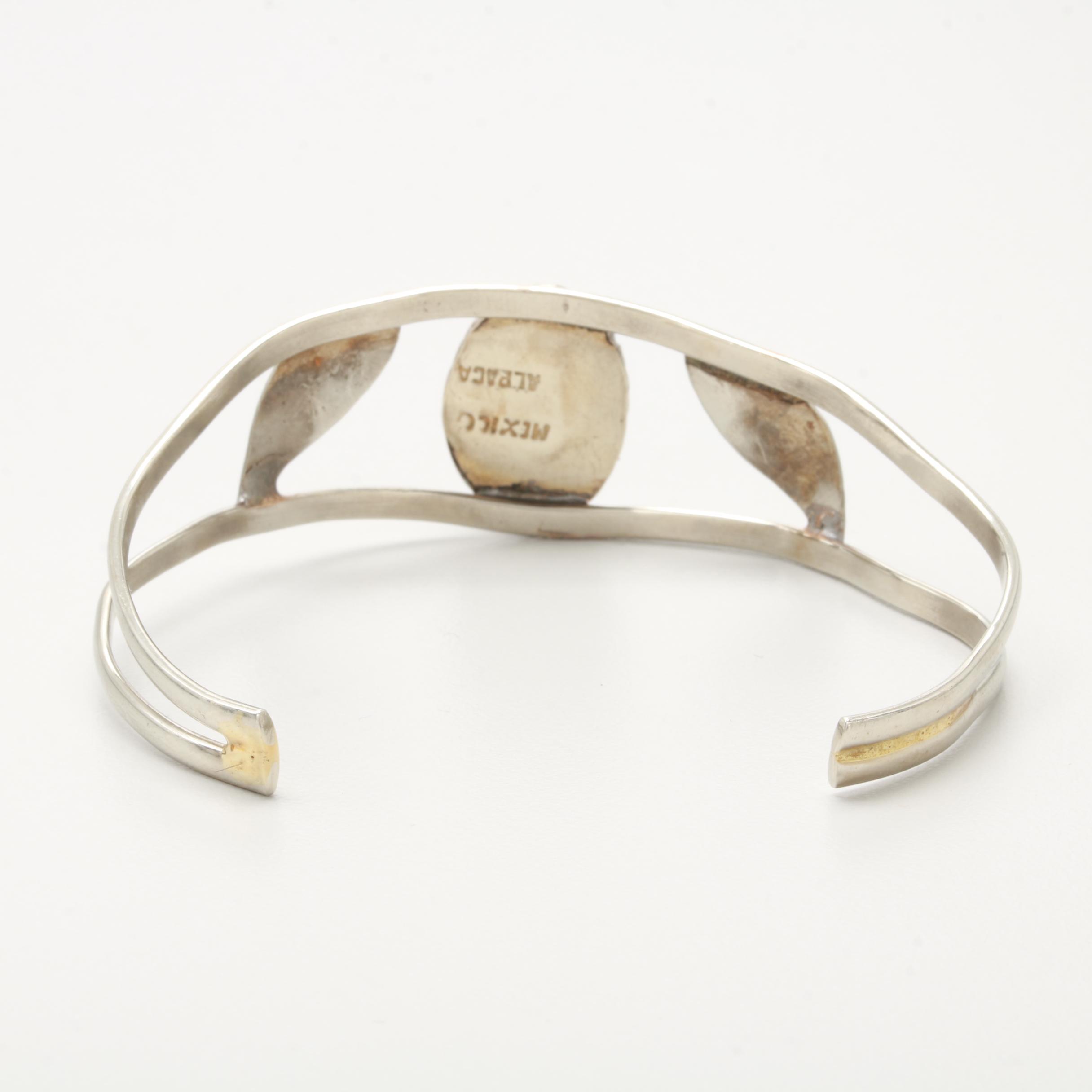 Mexico Alpaca Silver and Pink Mother of Pearl Bracelet