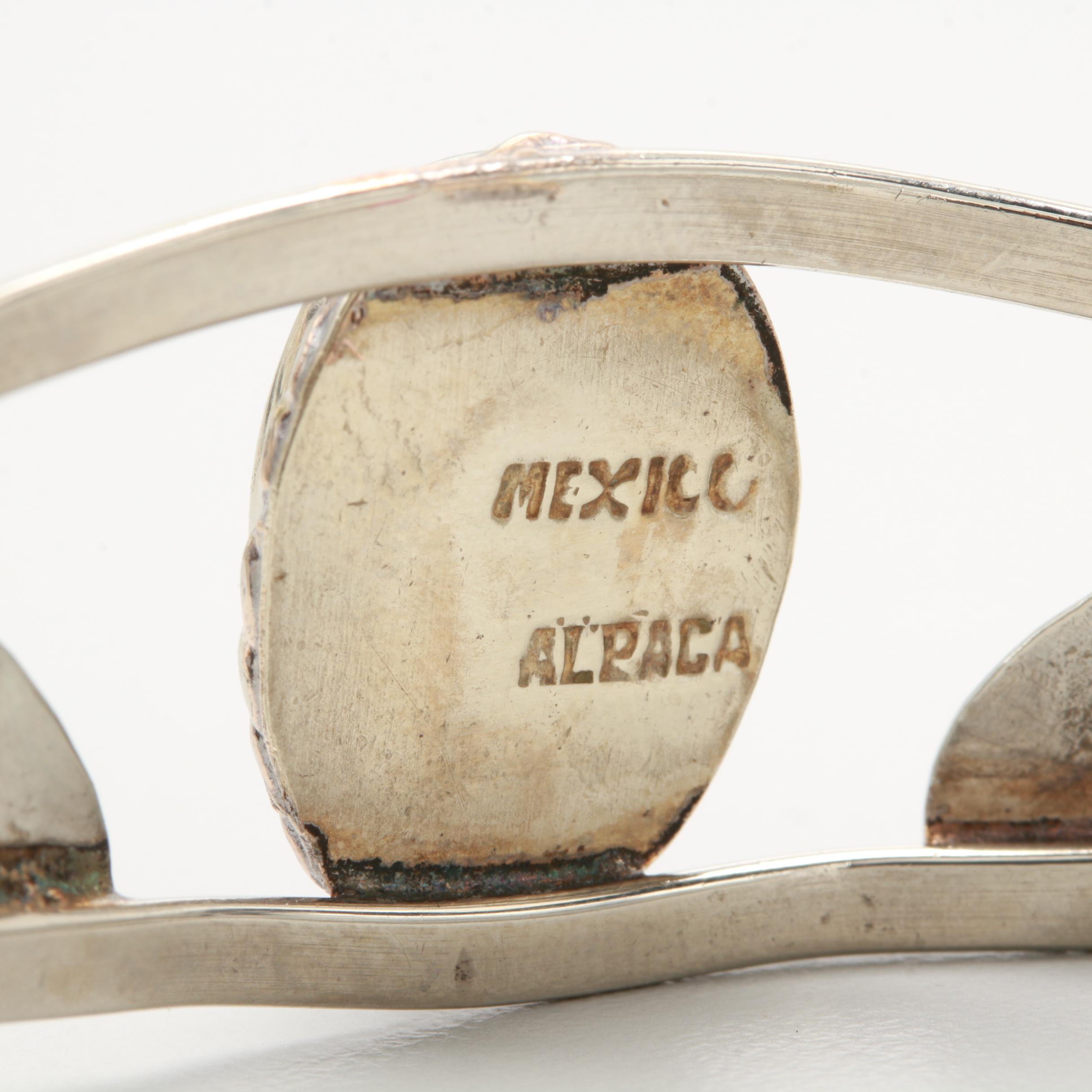 Mexico Alpaca Silver and Pink Mother of Pearl Bracelet